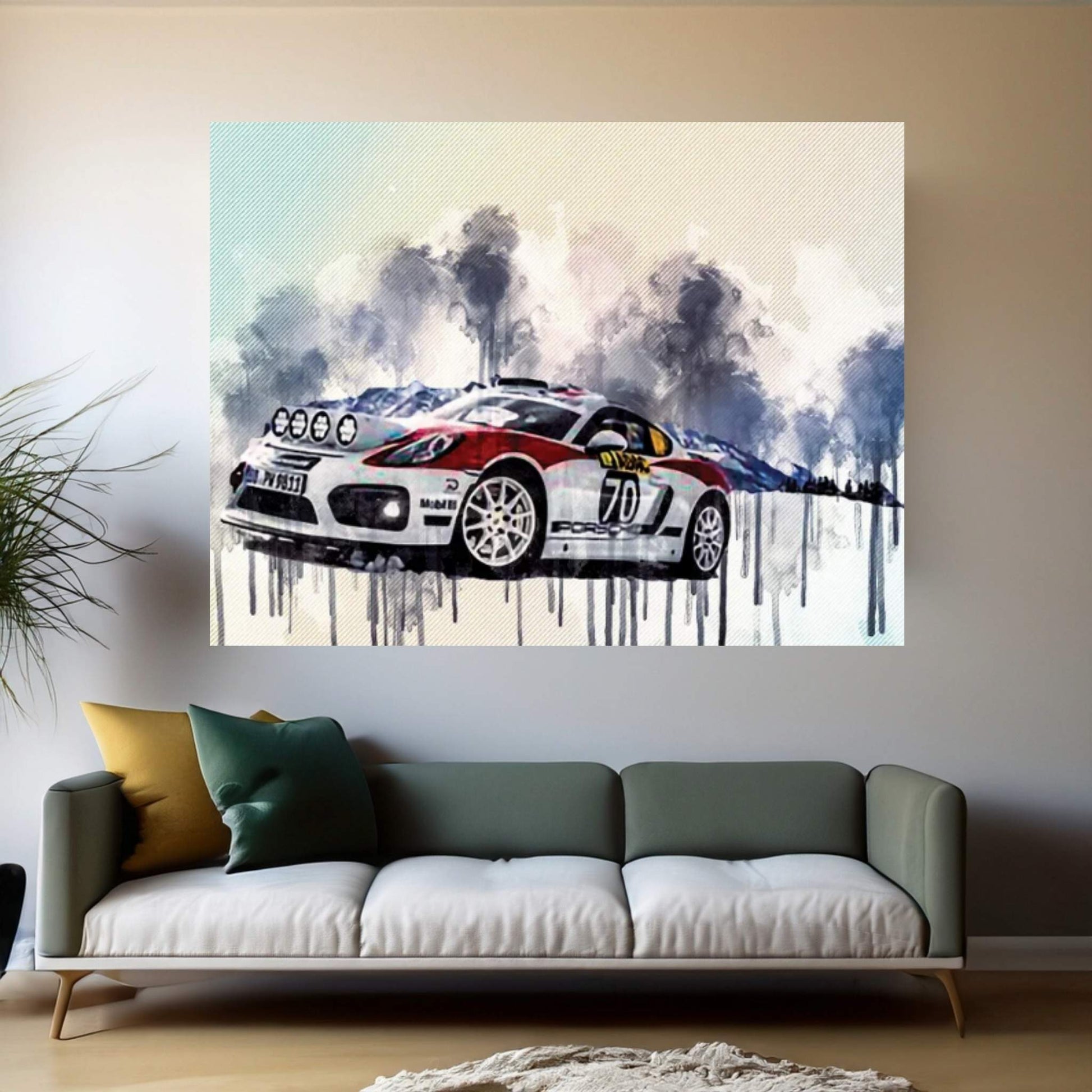 Porsche Cayman Gt4 Clubsport 2019 Racing Car Winter Snow Rally Tuning German Sports Cars Canvas Wall Art - Y Canvas