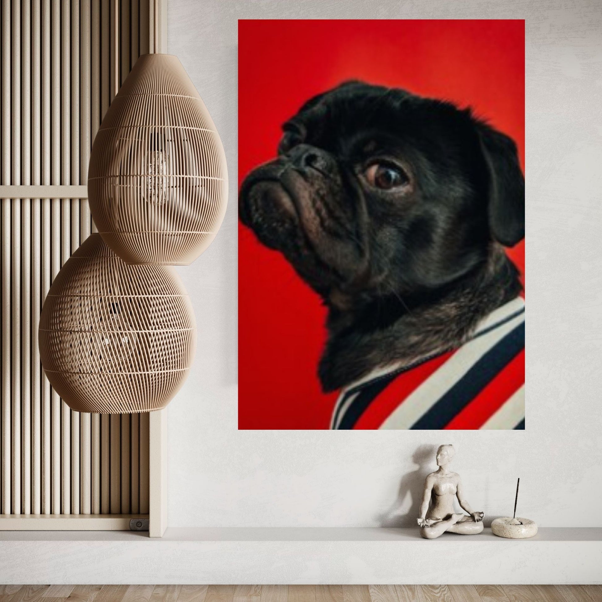 Pop Art Pug Dog Canvas Print Wall Art, Fanny Retro Vintage Art - Y Canvas