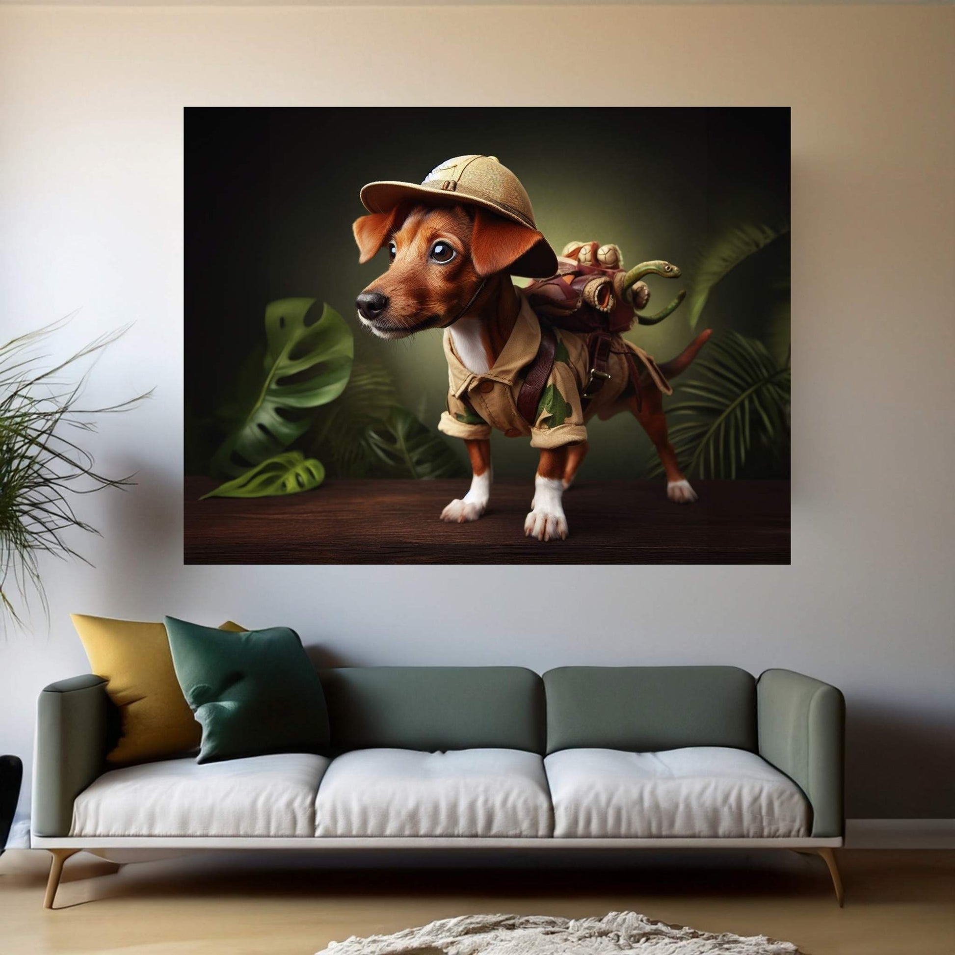 Adventurous Little Dog, Dog in the Forest Canvas Wall Art - Y Canvas