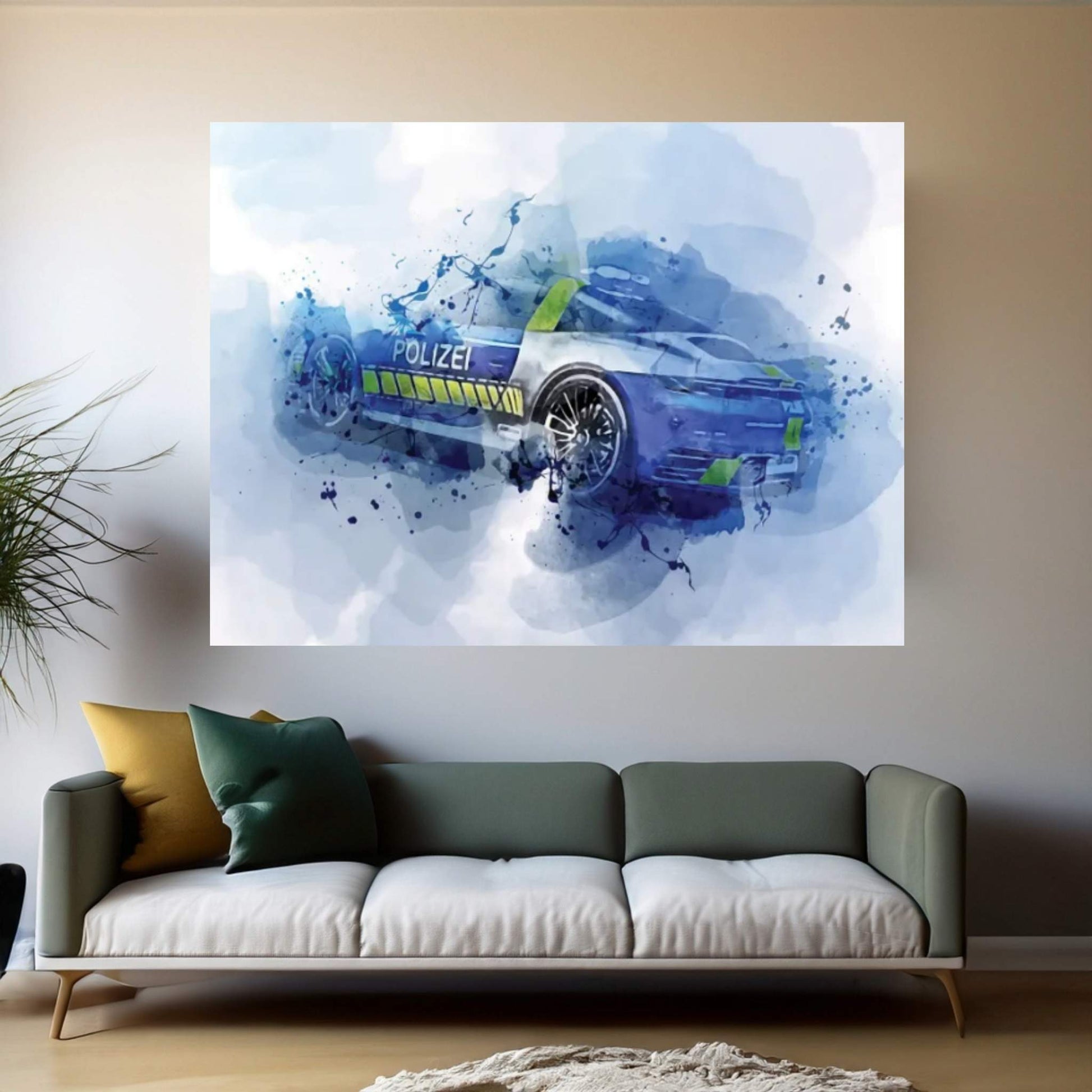 2021 Porsche X11 Cabriolet Police Supercar Canvas Wall Art - Y Canvas