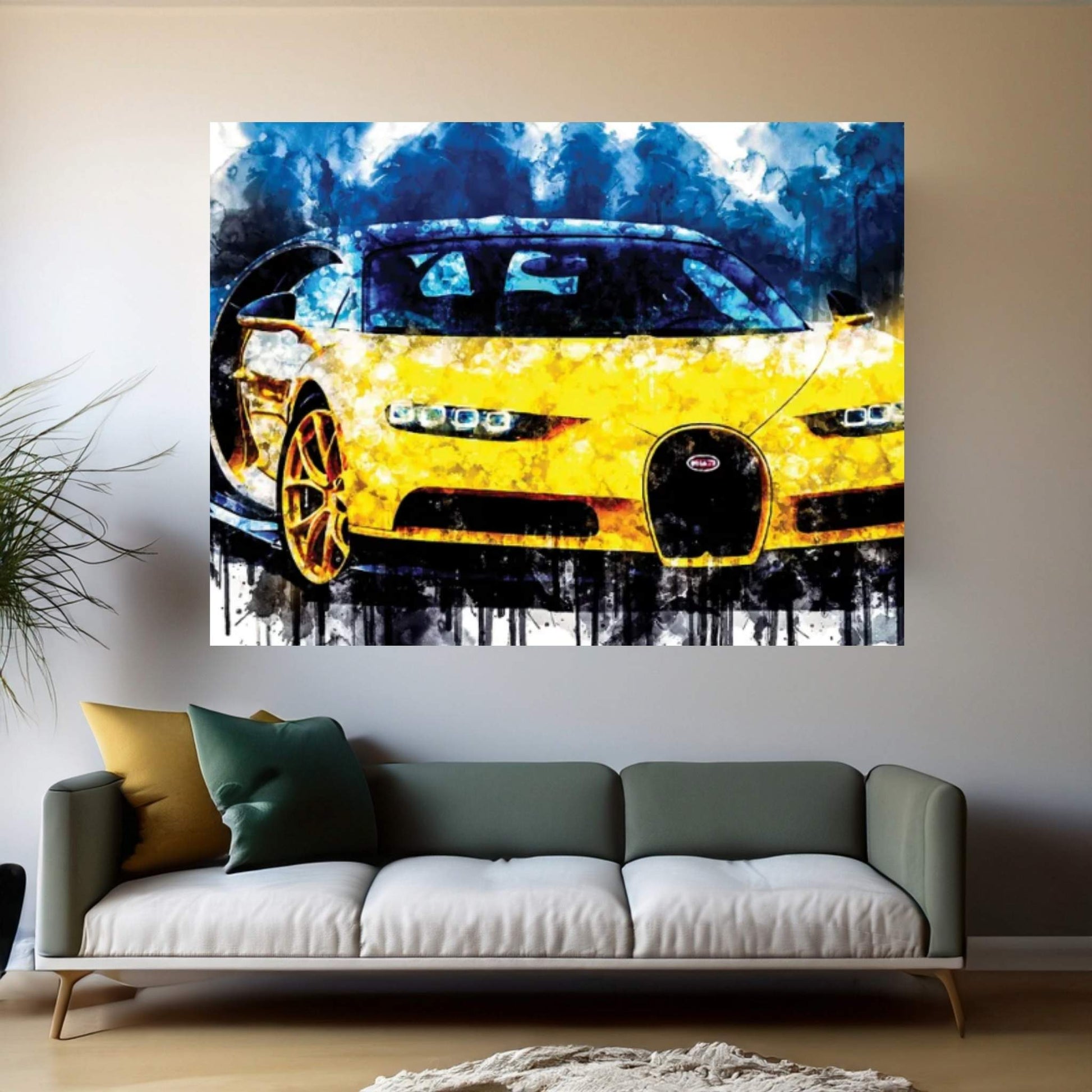 2018 Bugatti Chiron Yellow And Black Canvas Wall Art - Y Canvas