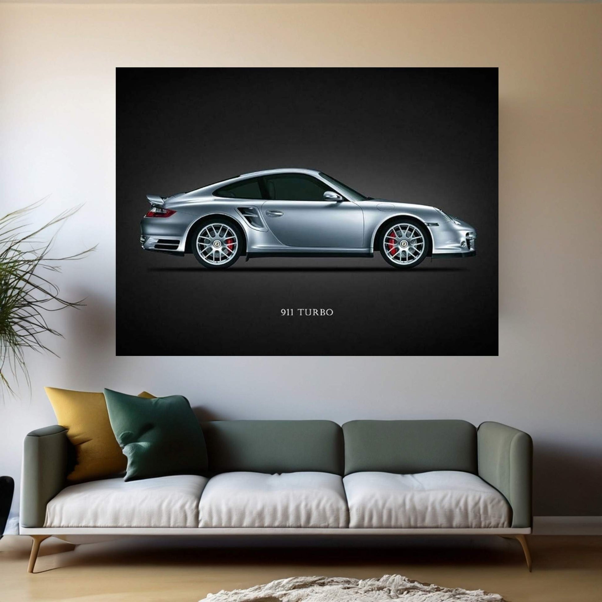 Porsche 911 Turbo Silver Canvas Wall Art - Y Canvas