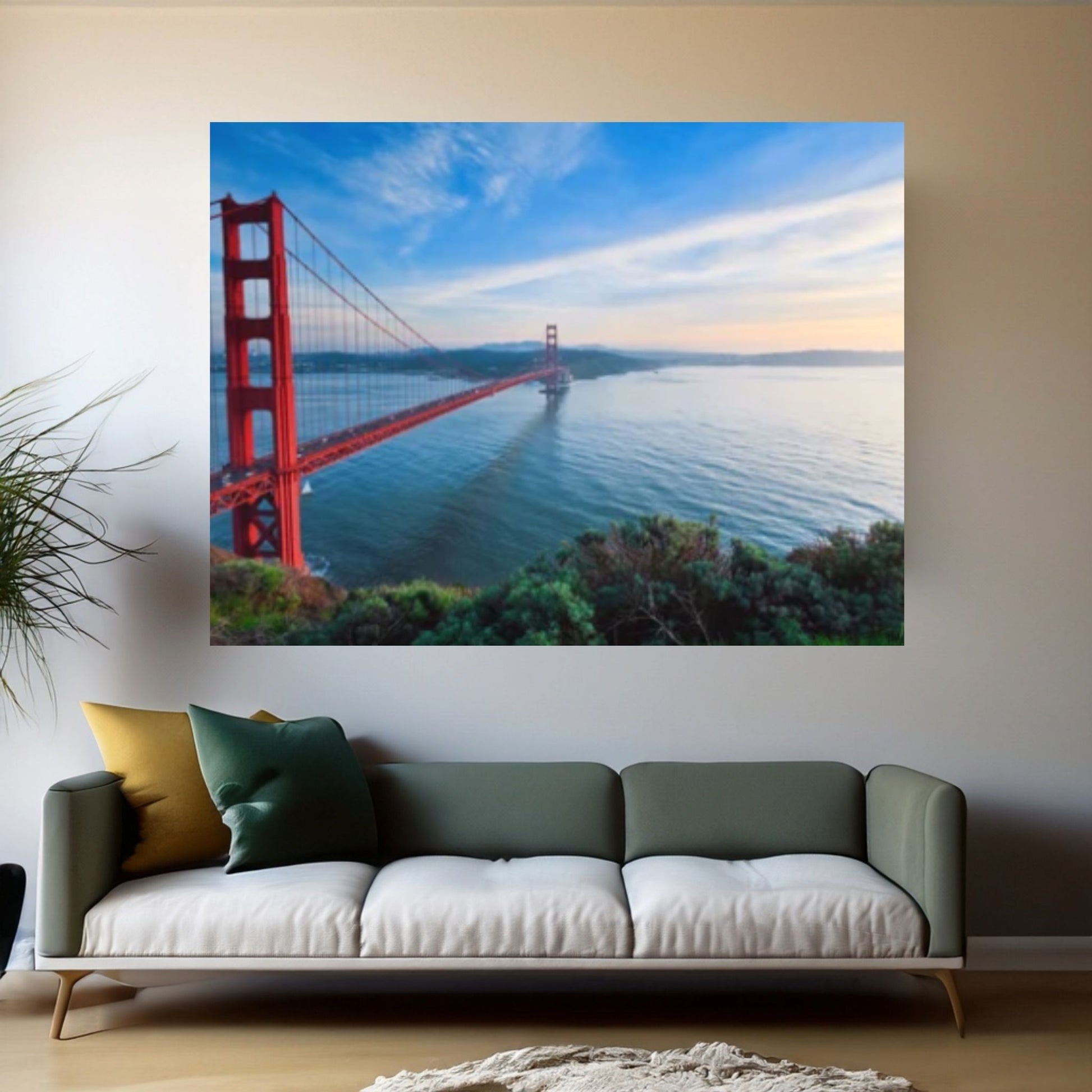 San Francisco Panoramic Canvas Print, San Francisco Canvas Wall Art, Golden Gate Bridge Canvas Art - Y Canvas