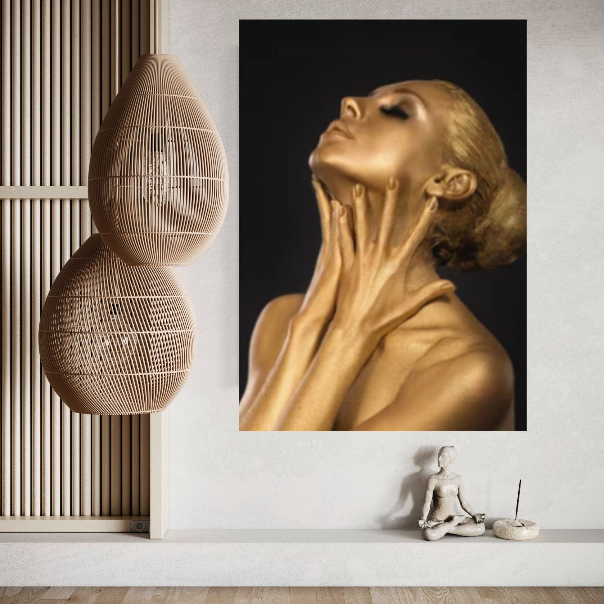 Black and Gold African Nude Woman, Scandinavian Wall Art Picture for Living Room - Y Canvas