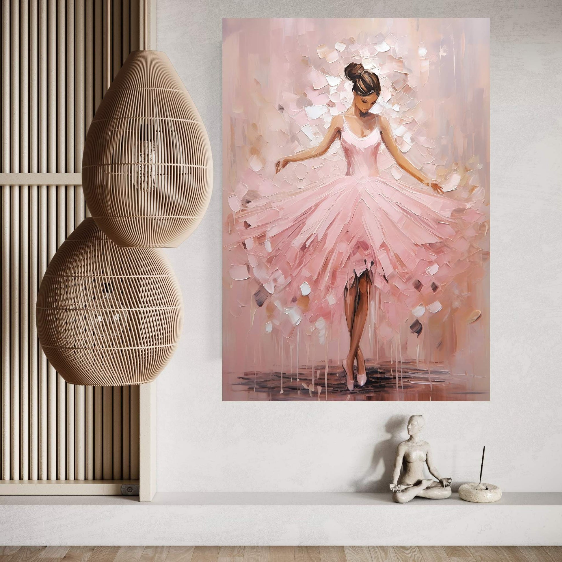 Ballerina Dancer Woman in Pink Dress Canvas Art Wall Decor - Y Canvas