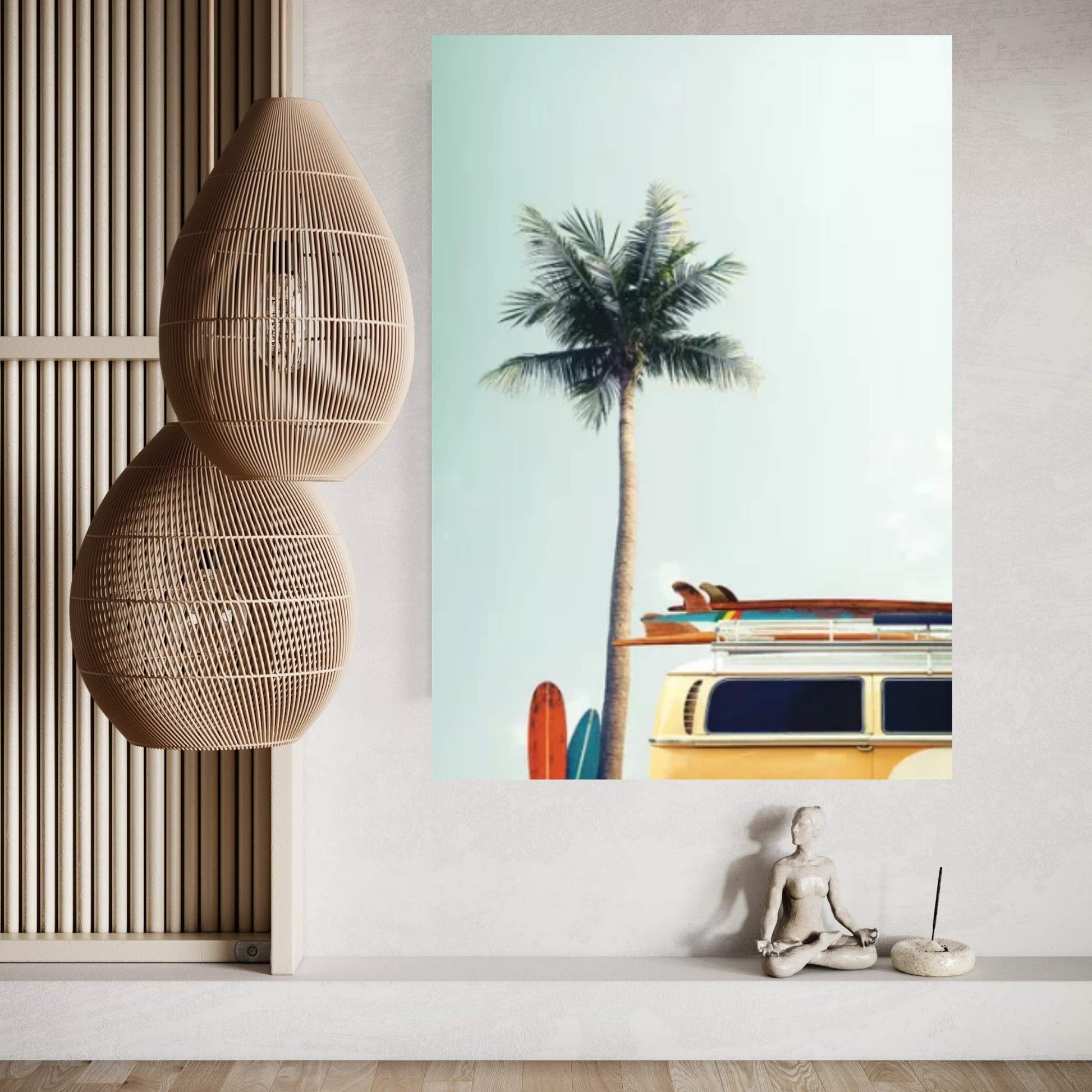 Surf Bus Yellow Canvas Wall Art - Y Canvas