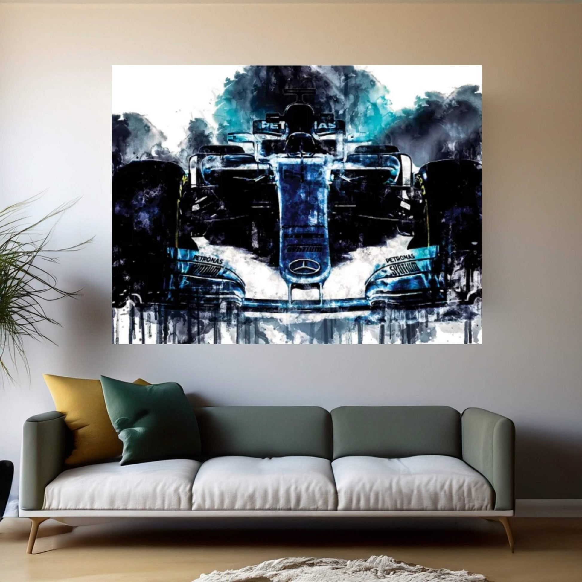 2017 Mercedes AMG F1 W08 EQ Power Formula I Canvas Wall Art - Y Canvas