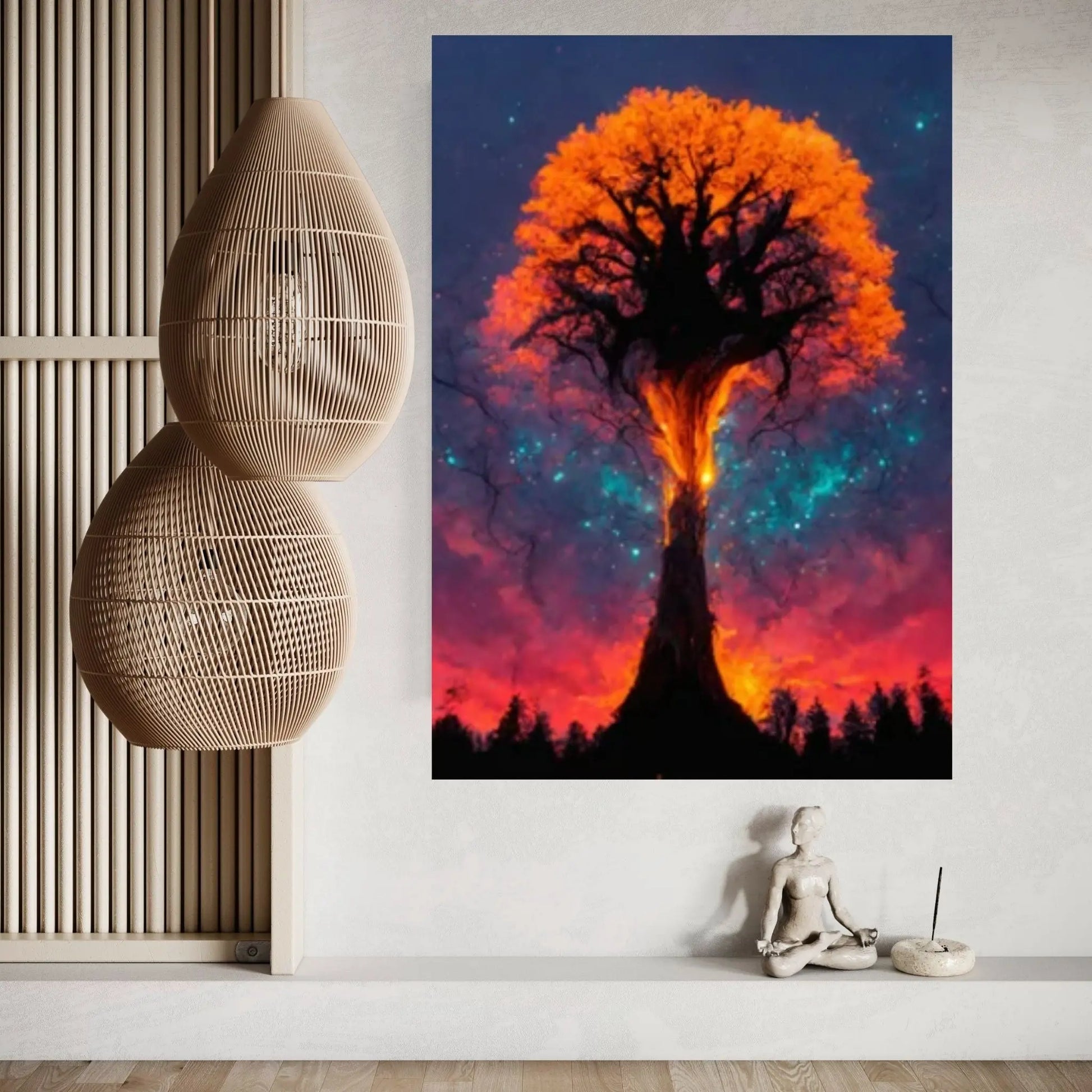 Forest Tree Canvas Wall art, Day Night Tree Forest Tree Canvas Wall Art Poster - Y Canvas