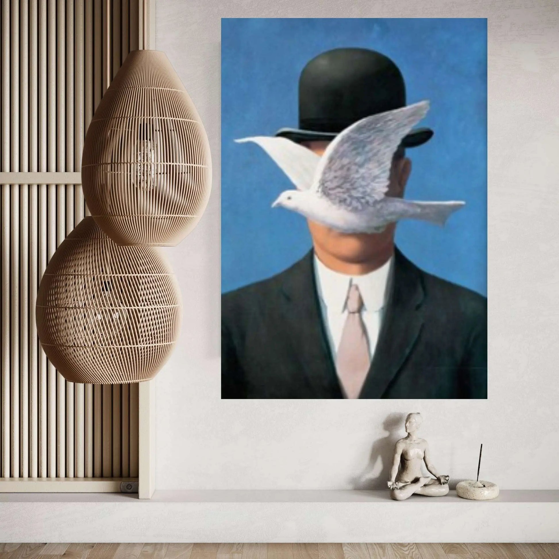 Rene Magritte The Man with the Bowler Hat Canvas Wall Art Poster, Rene Magritte Exhibition Print - Y Canvas