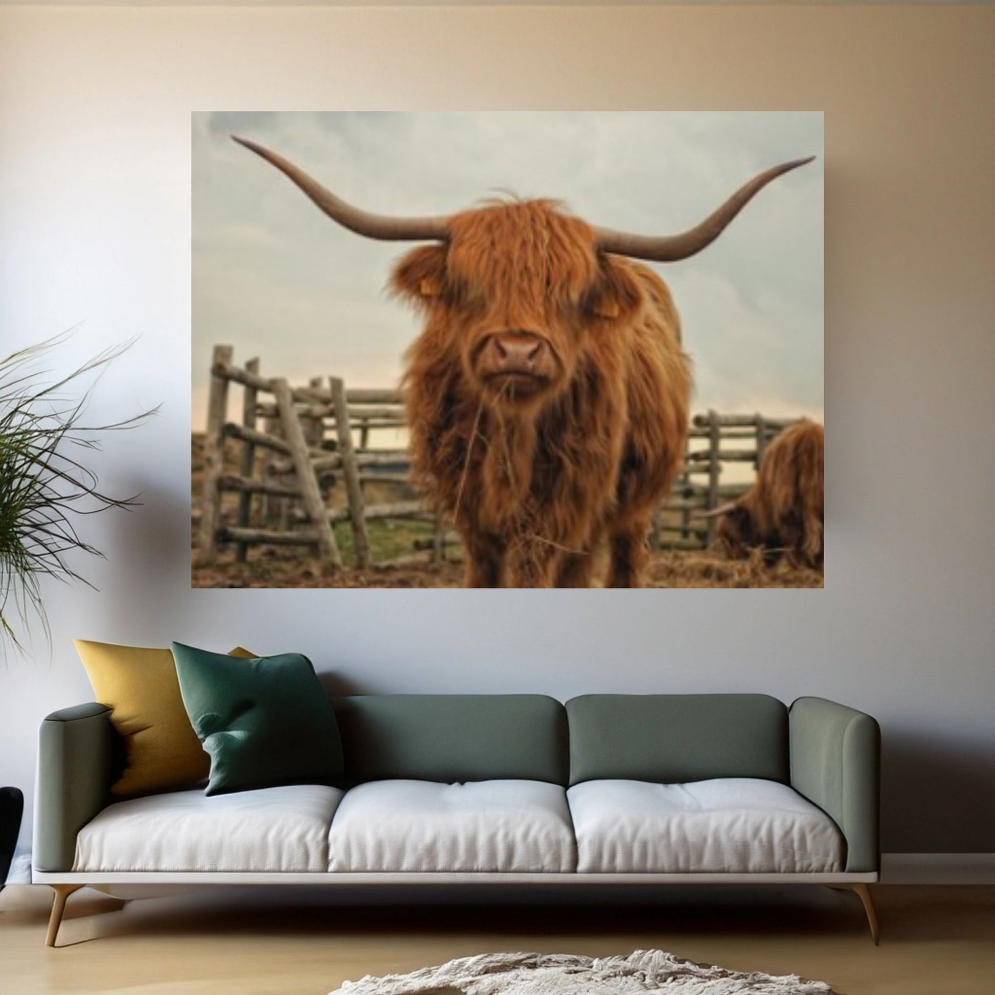 Highland Cow Wall Art | Highland Cow Animal Canvas Wall Art - Y Canvas