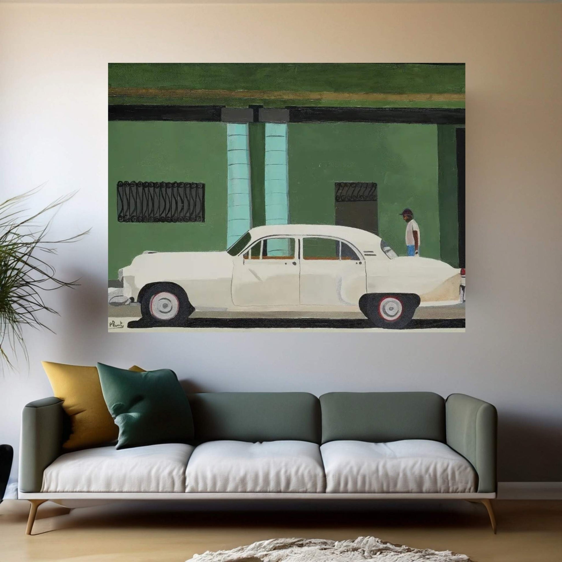 White Havana Canvas Wall Art - Y Canvas