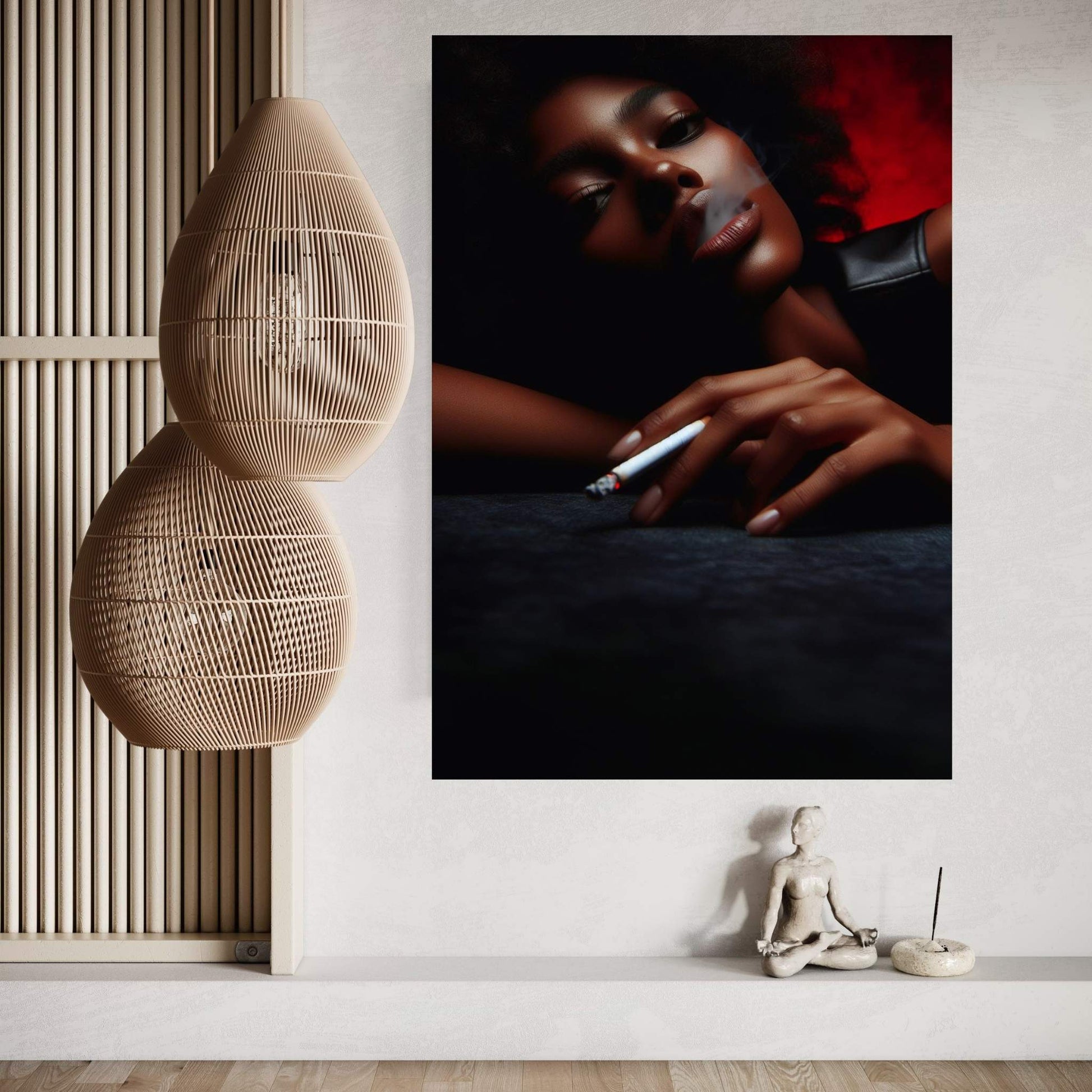 African Black Woman Smoking Canvas Wall Art - Y Canvas