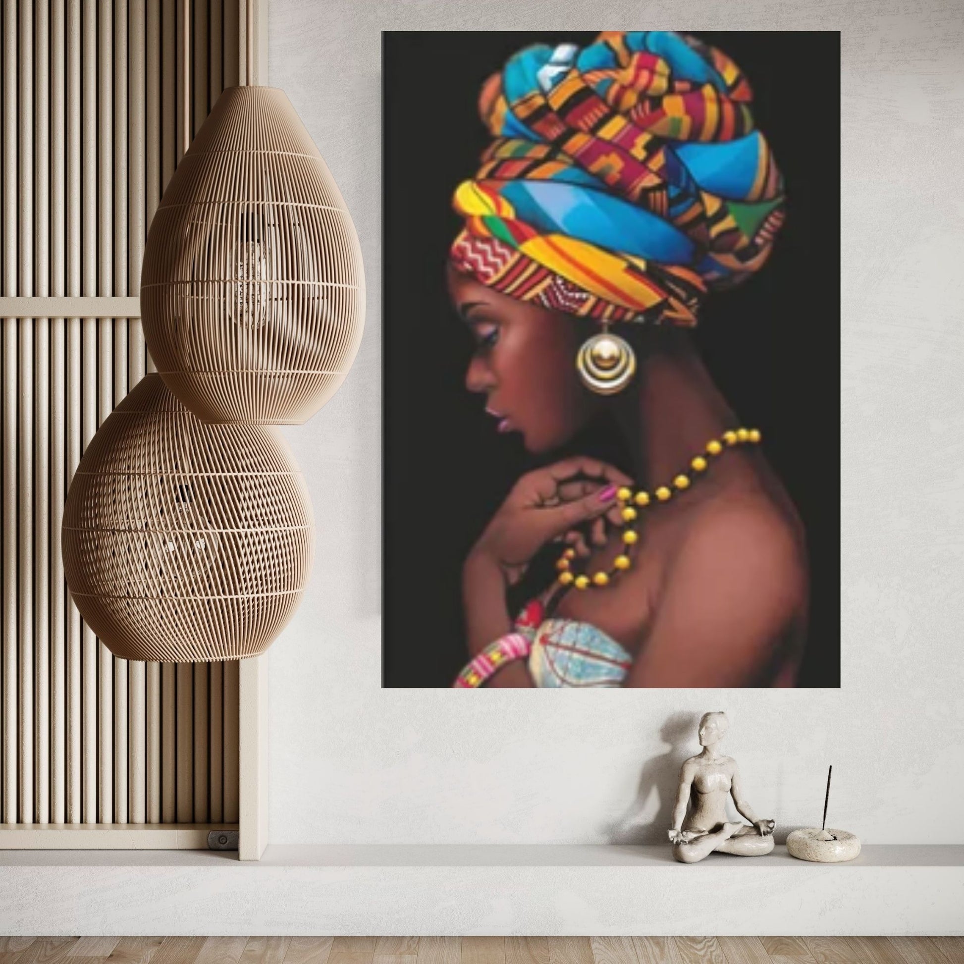 African Art Wall Decor, African Woman Makeup Wall Art, Abstract Canvas Art - Y Canvas