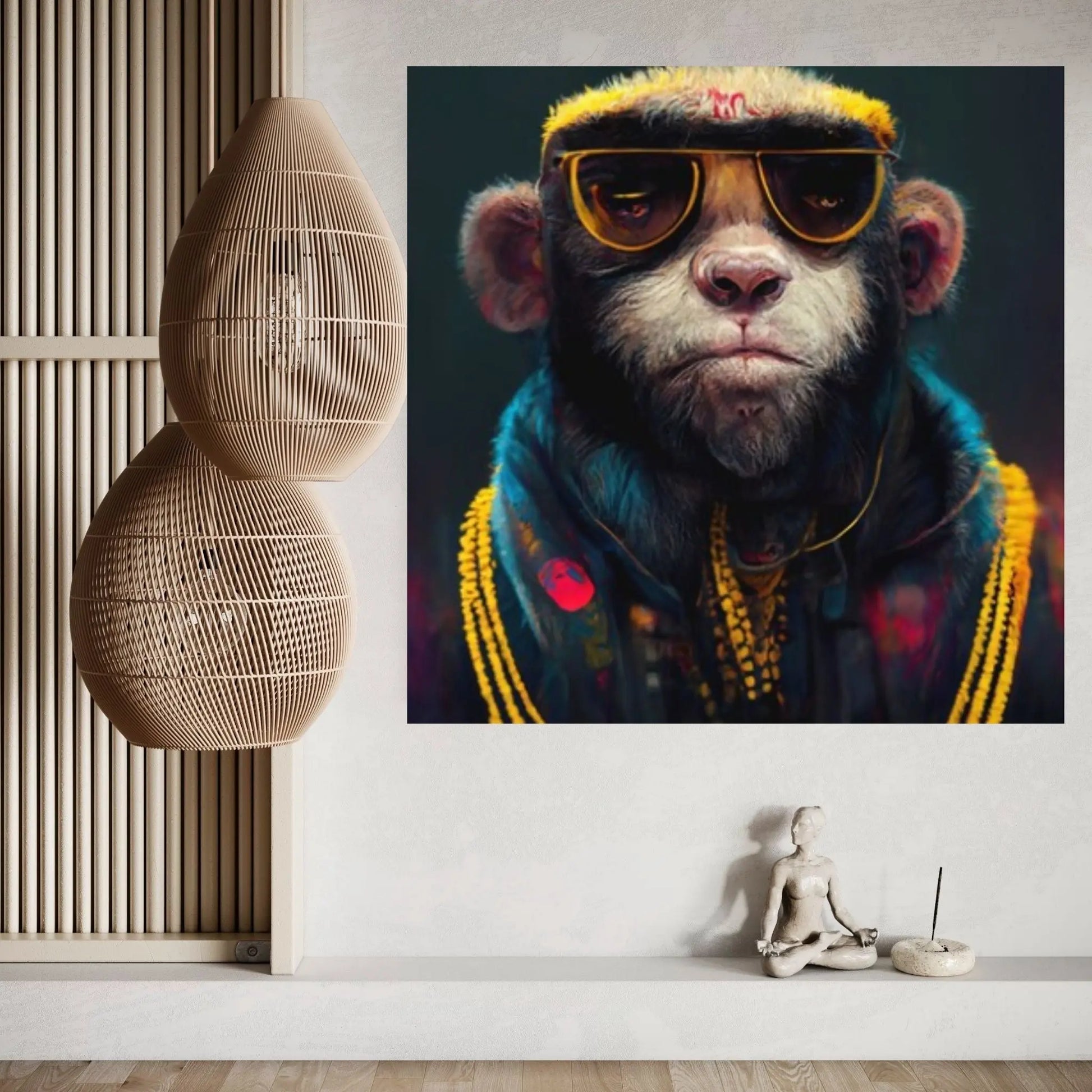 Rapper Monkey Canvas Art, Handsome Monkey Wall Art, Rapper Monkey Artwork, Graffiti Wall Print, Animal, Monkey Poster, Monkey Friends Print - Y Canvas