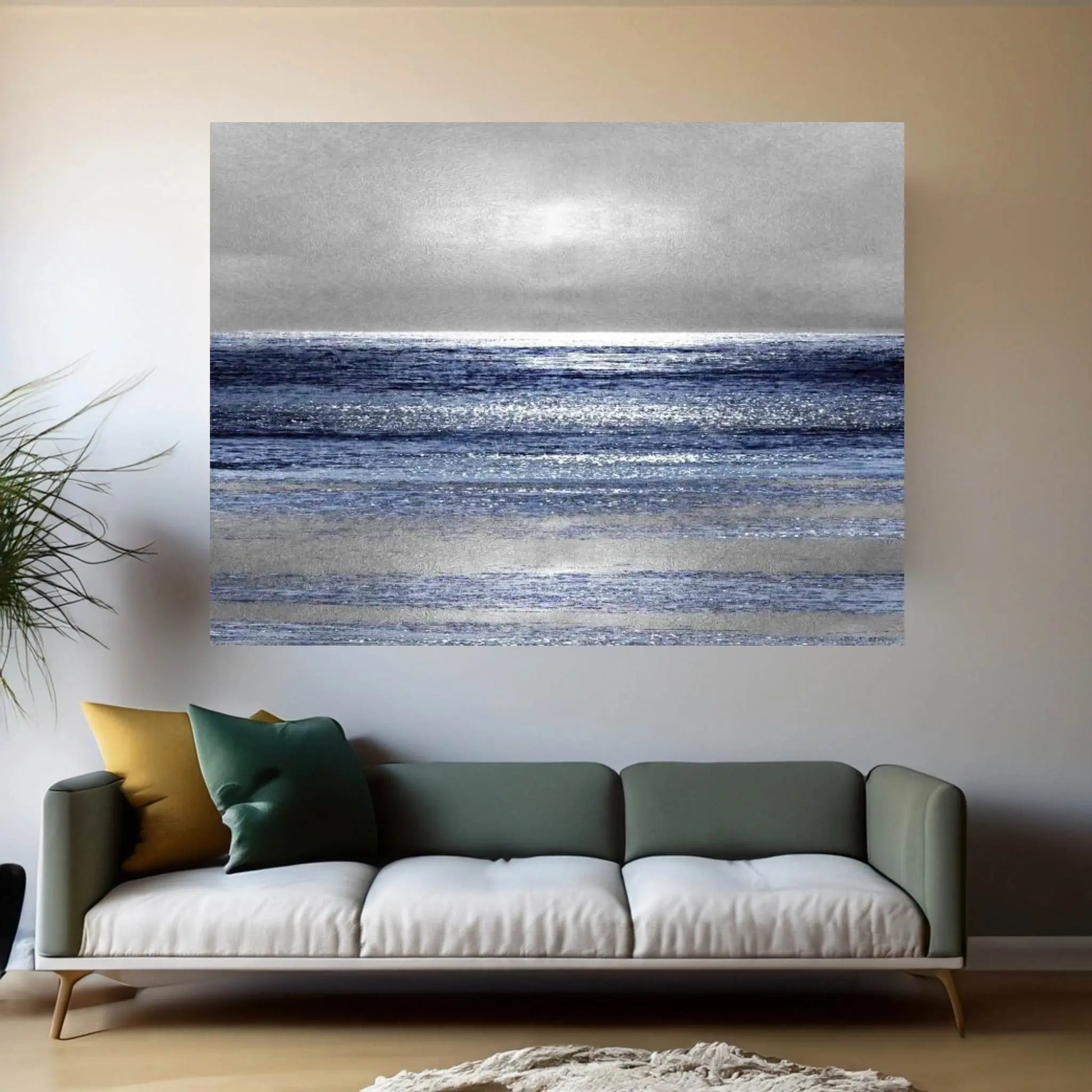 Silver Seascape II Canvas Wall Art - Y Canvas