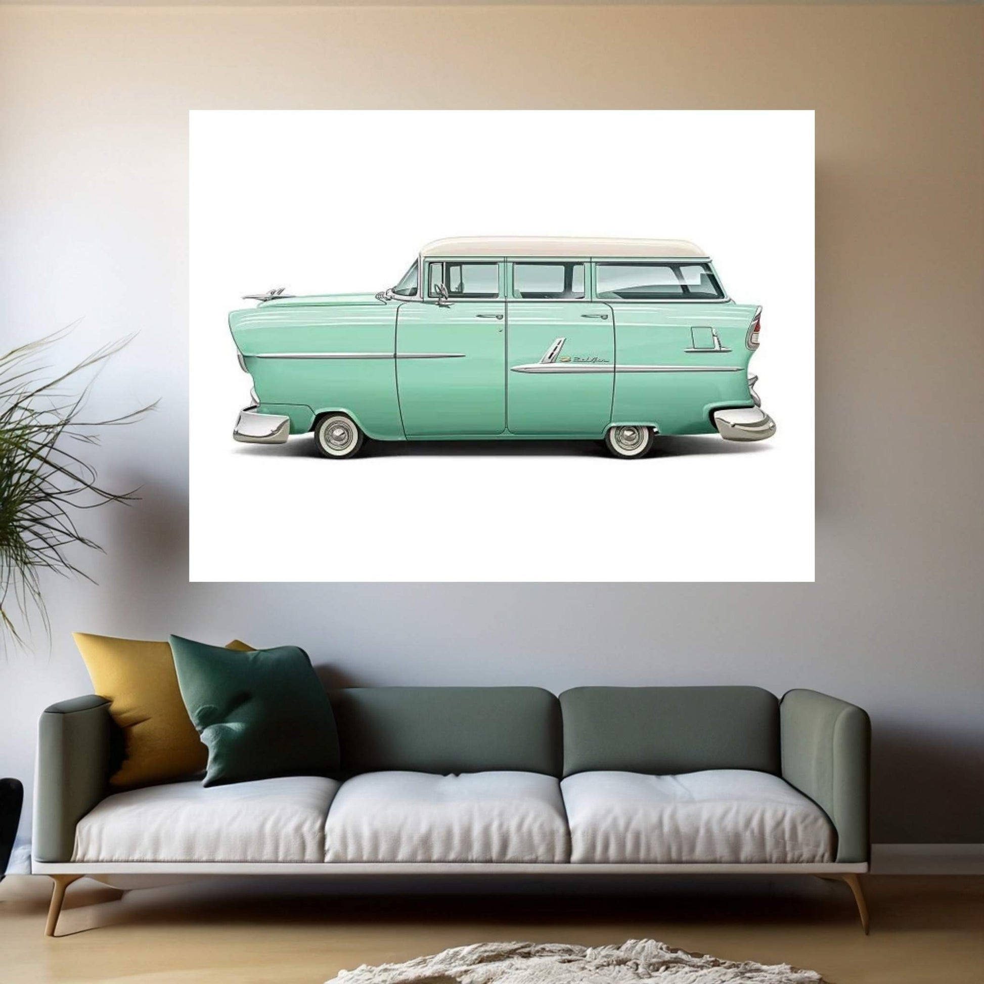 1955 Chevrolet Belair Wagon Canvas Wall Art - Y Canvas