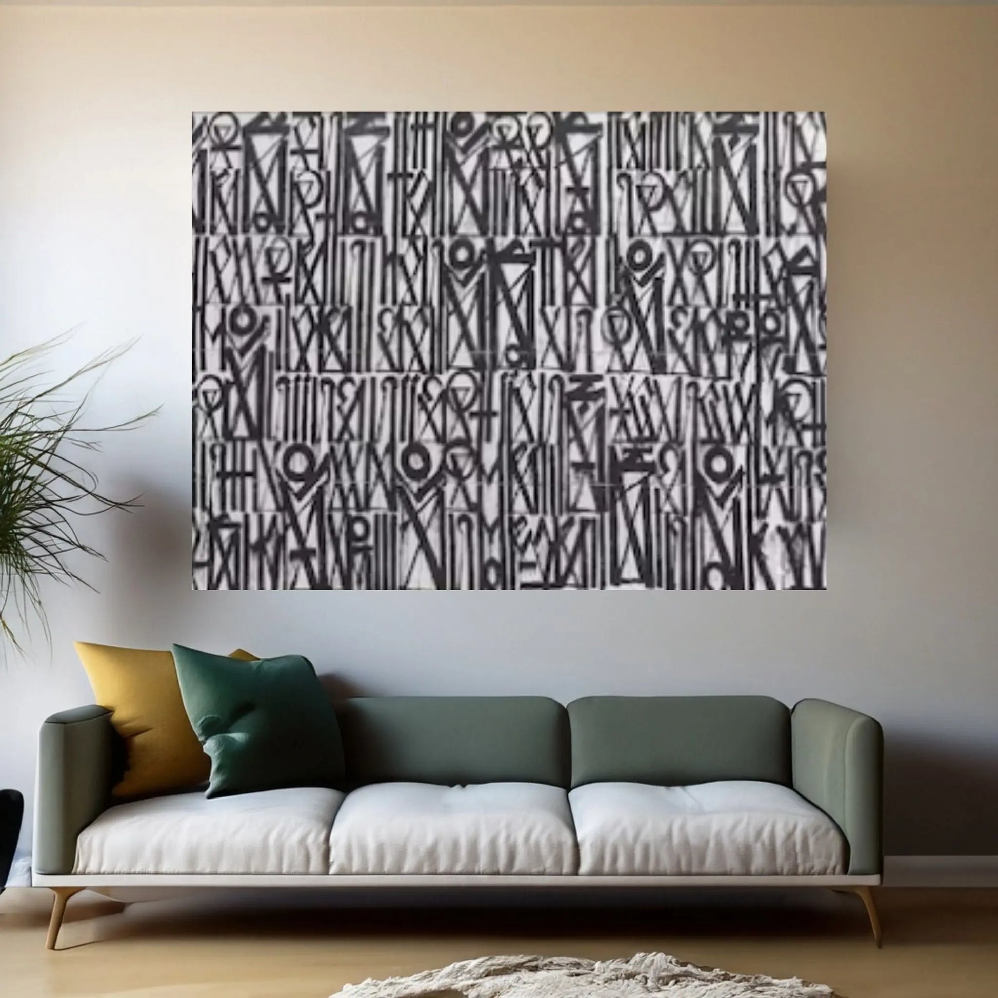 Abstract Retna Wall Art Graffiti American Black & White Reproduction Painting Wall Art - Y Canvas