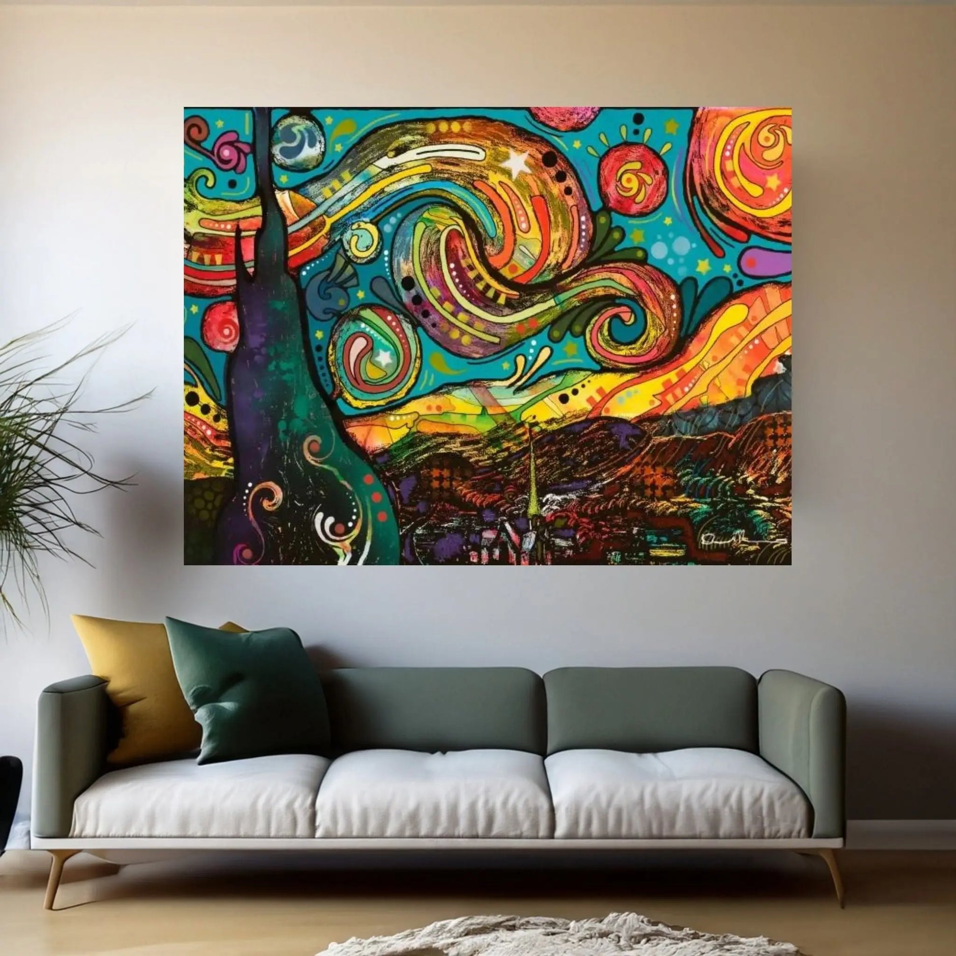 Starry Night Canvas Wall Art - Y Canvas