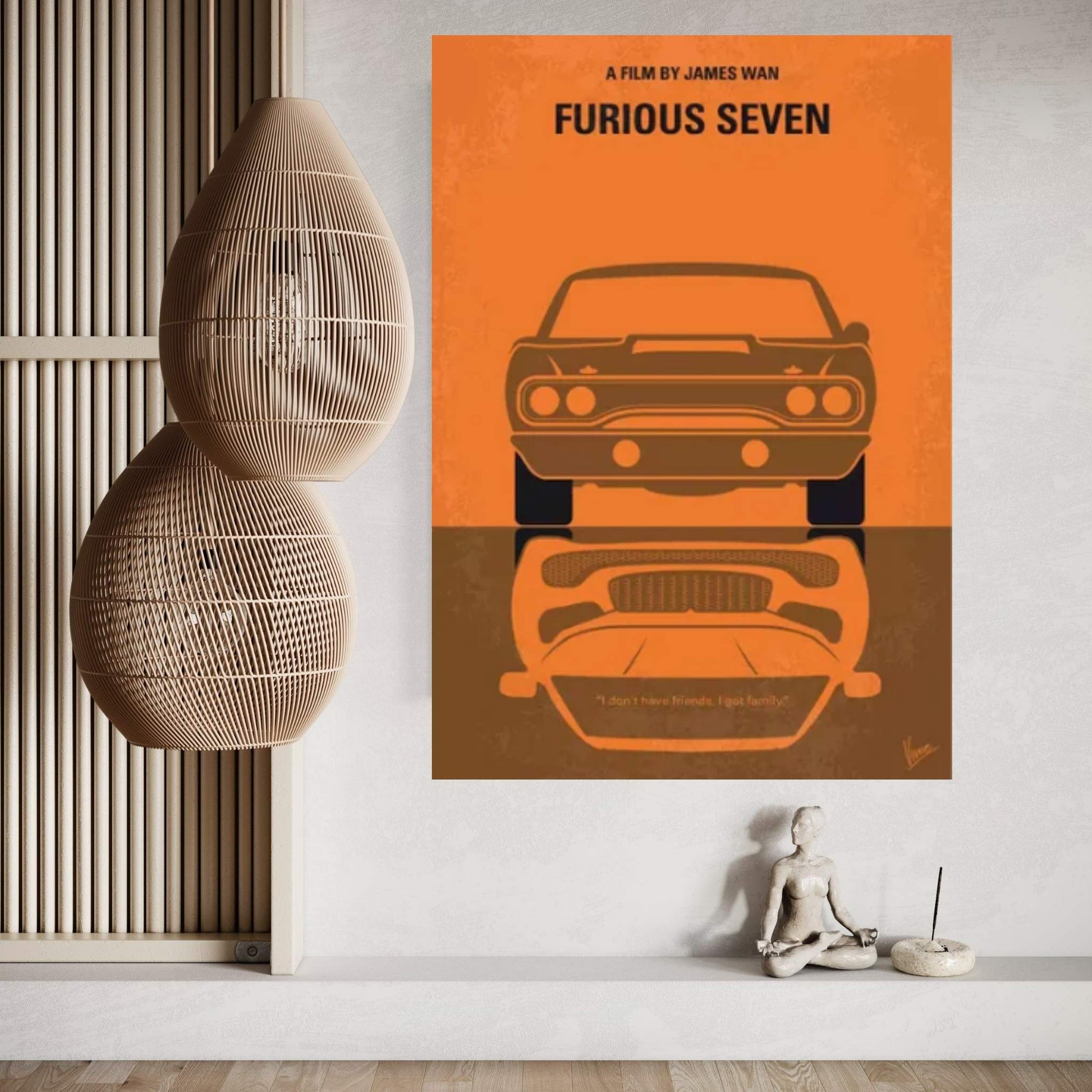 Furious 7 Minimal Movie Poster Canvas Wall Art - Y Canvas