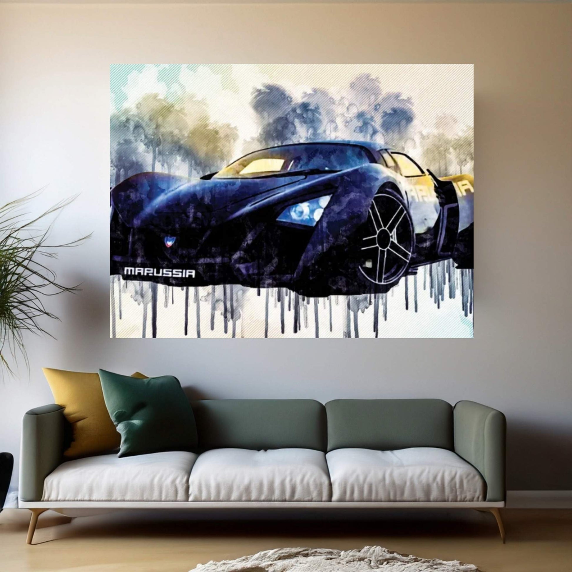 Marussia B2 Russian Hypercar Black Sports Marussia Motors Canvas Wall Art - Y Canvas