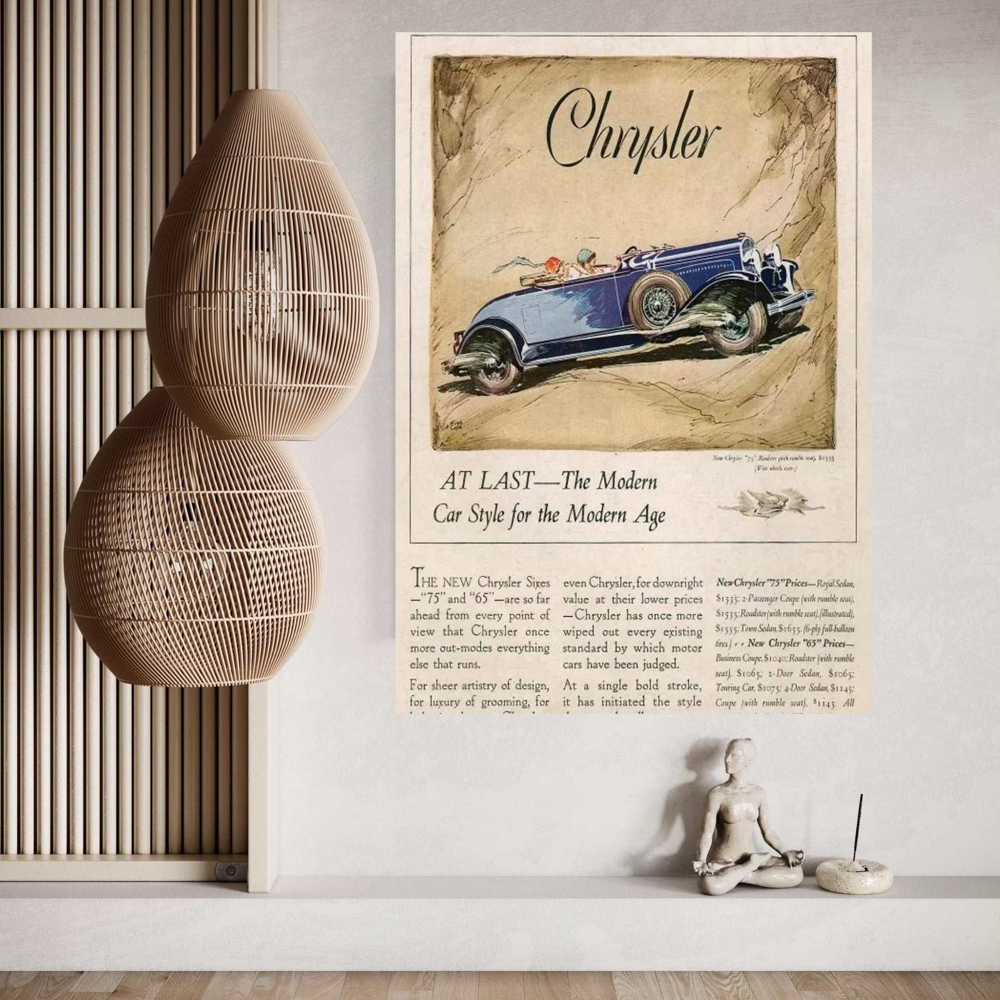 1928 Chrysler Magazine Advert Canvas Wall Art - Y Canvas