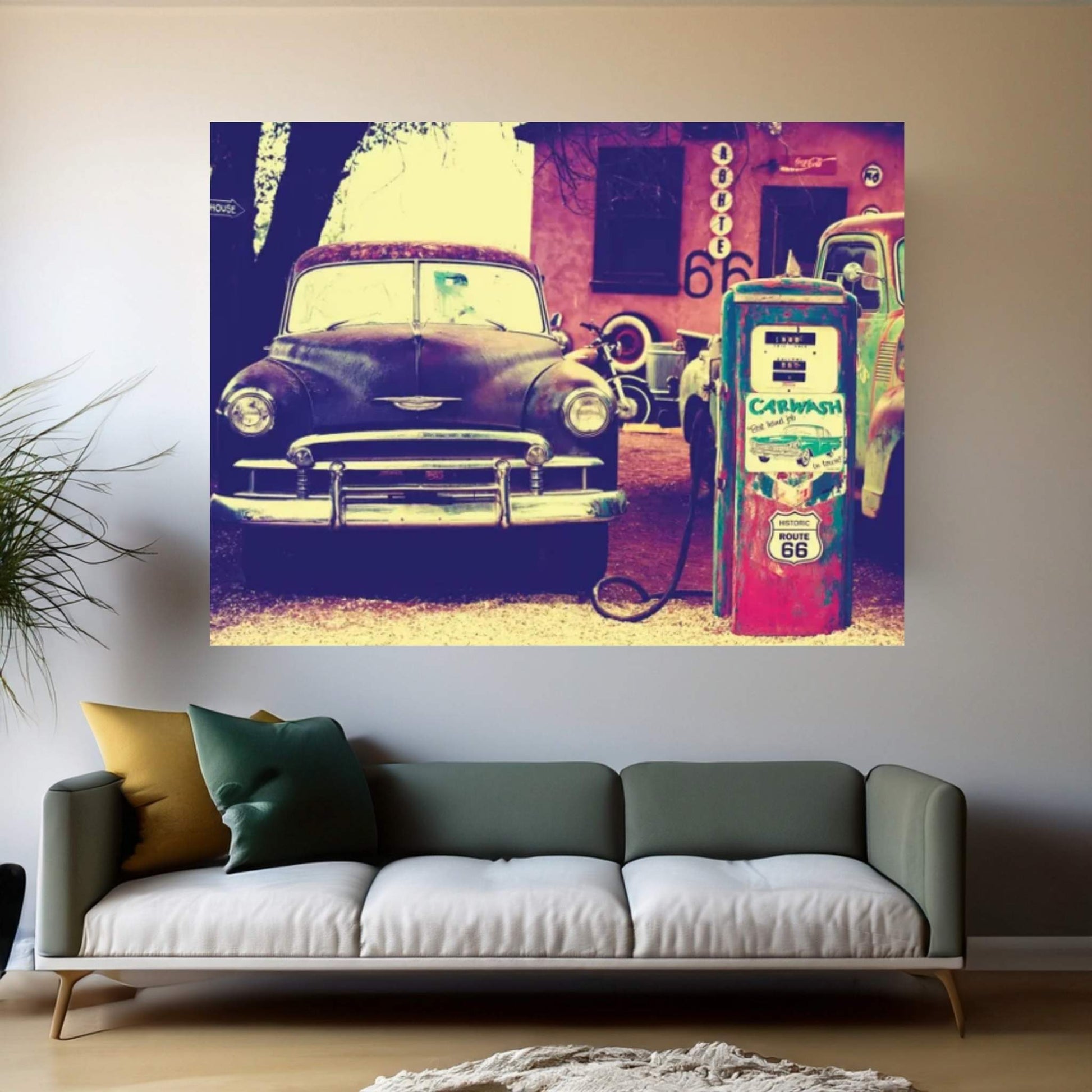 U.S. Route 66 Fill-Up Station Canvas Wall Art - Y Canvas