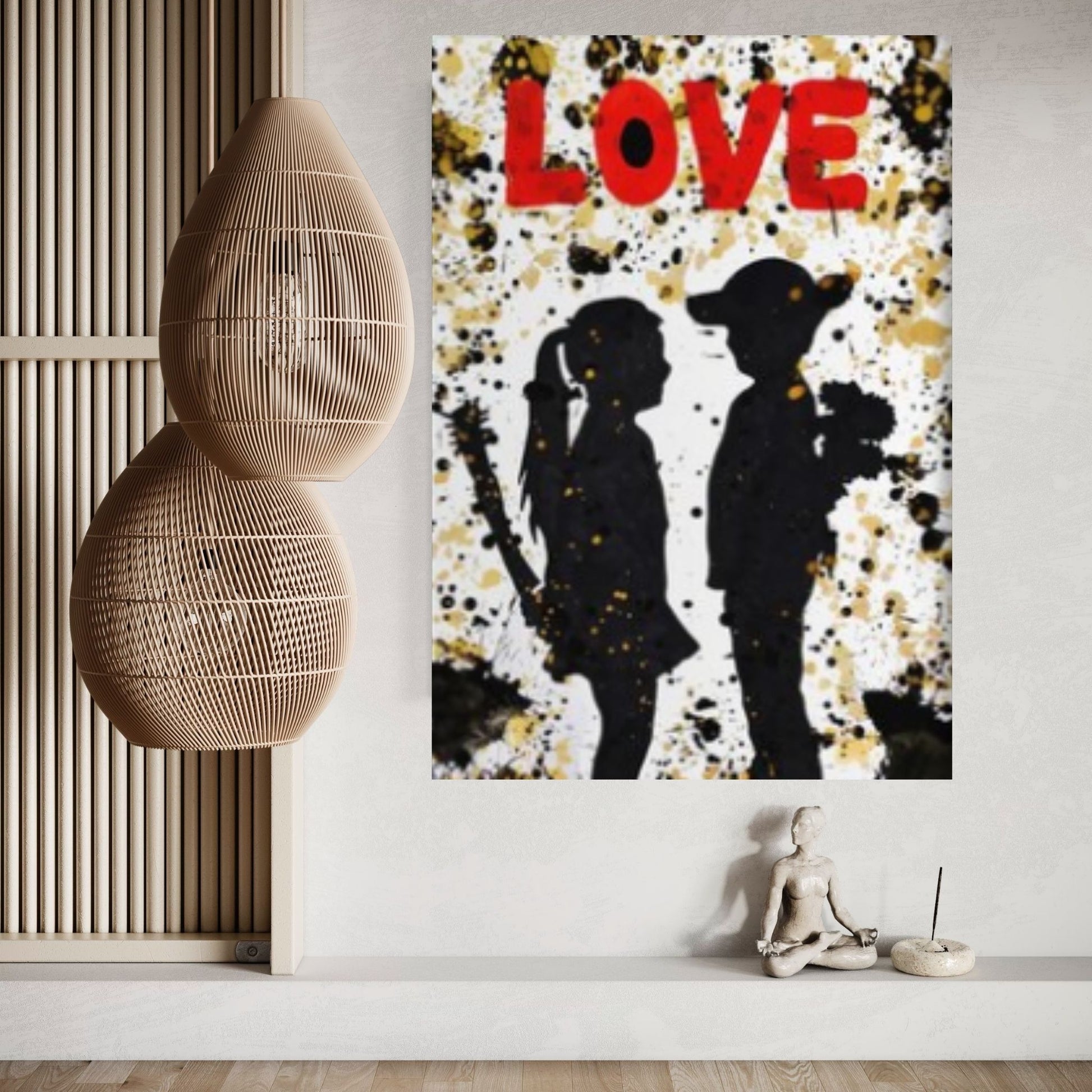 Love Canvas Painting, Love Graffiti, Office Decor Wall Art, Floating Frame Option - Y Canvas