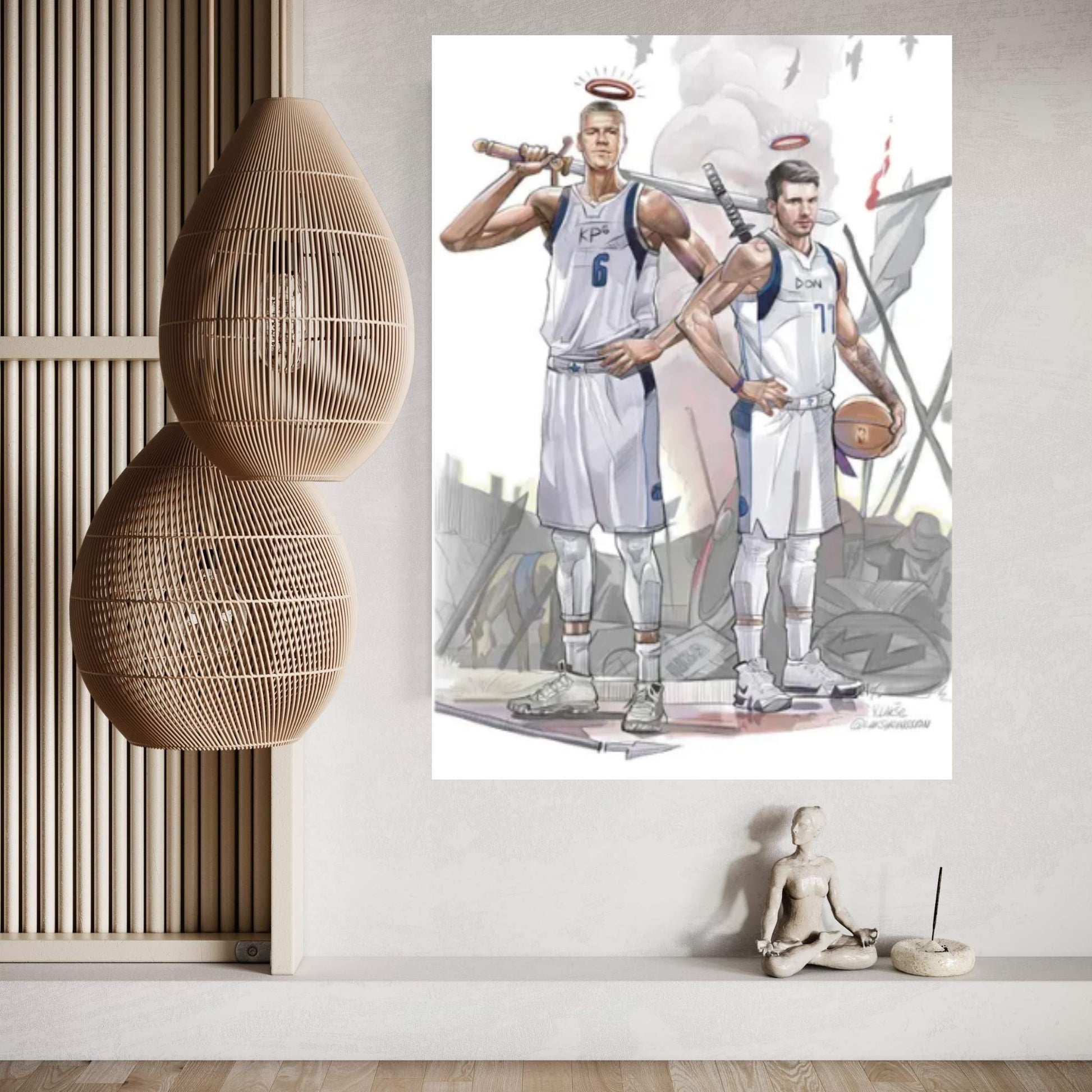 Two Warriors Canvas Wall Art - Y Canvas