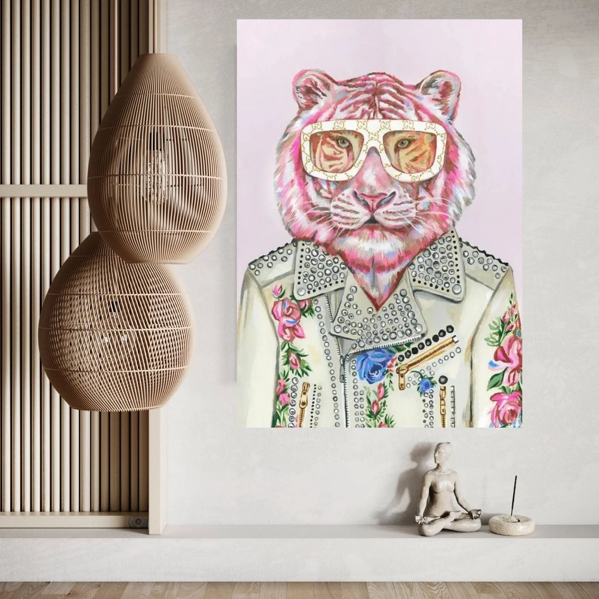 Gucci Pink Tiger Canvas Wall Art - Y Canvas