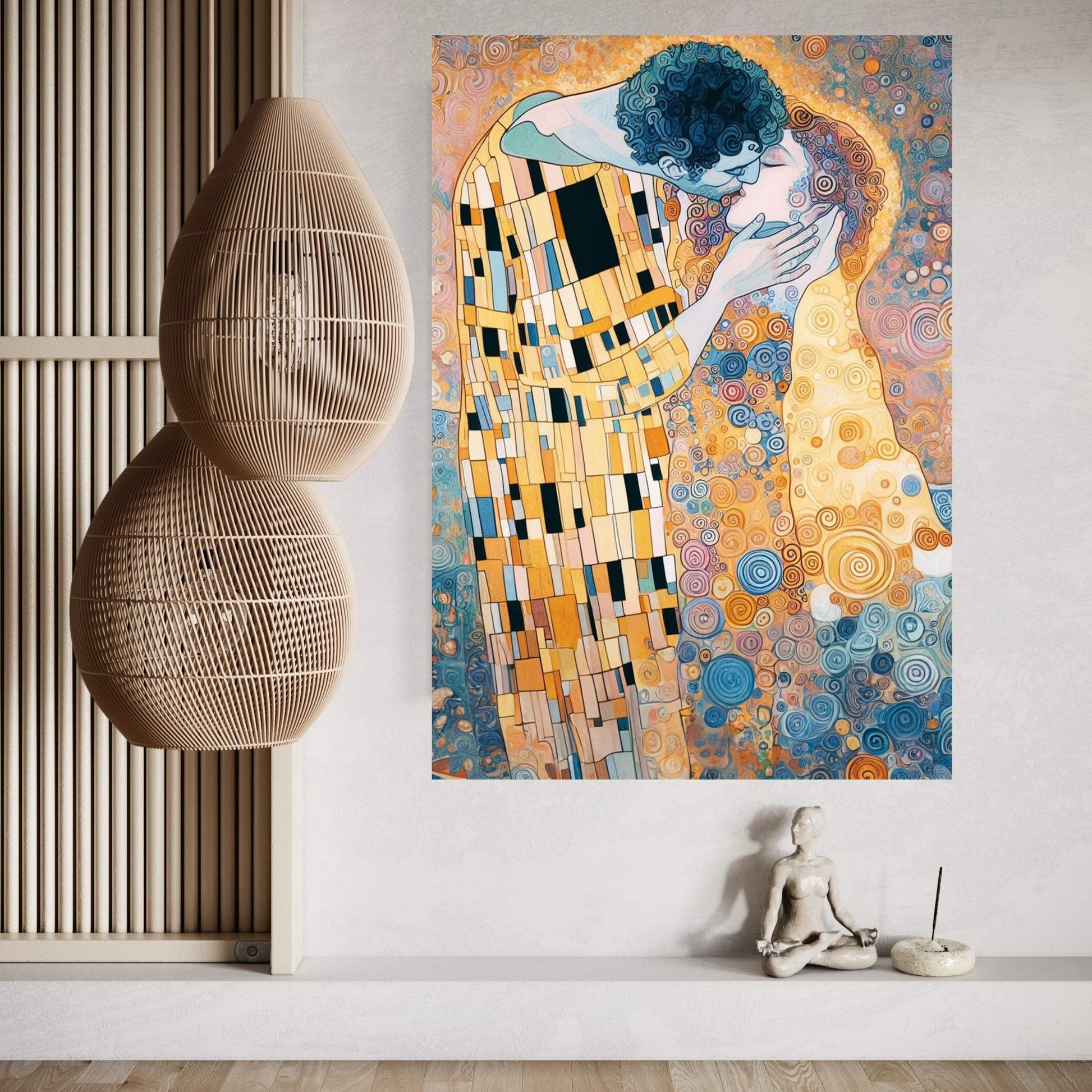 Gustav Klimt The Kiss Reproduction Canvas Wall Art - Y Canvas