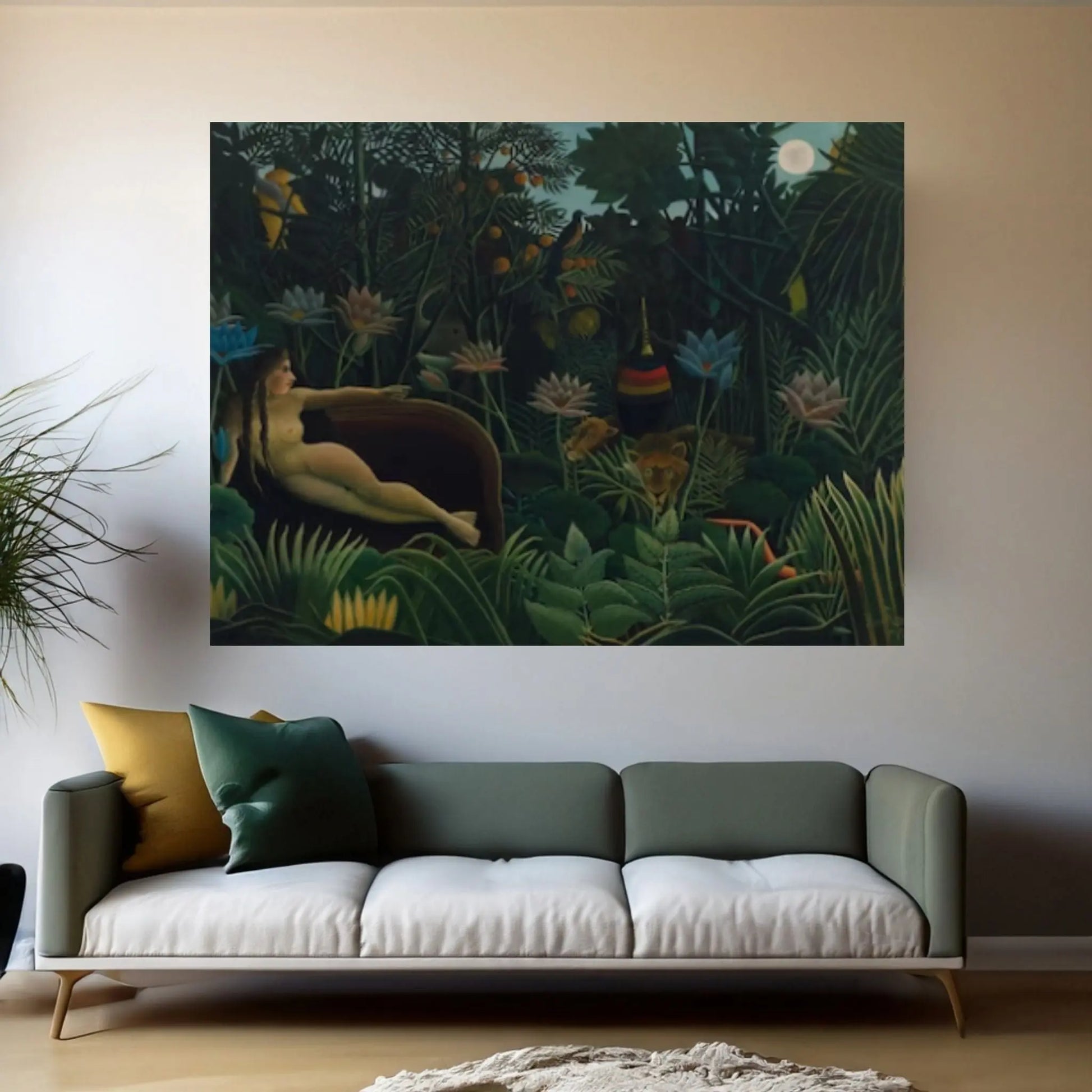 Henri Rousseau,The Equatorial Jungle Canvas Wall Art The Dream 1910 Henri Rousseau Canvas Wall Art - Y Canvas