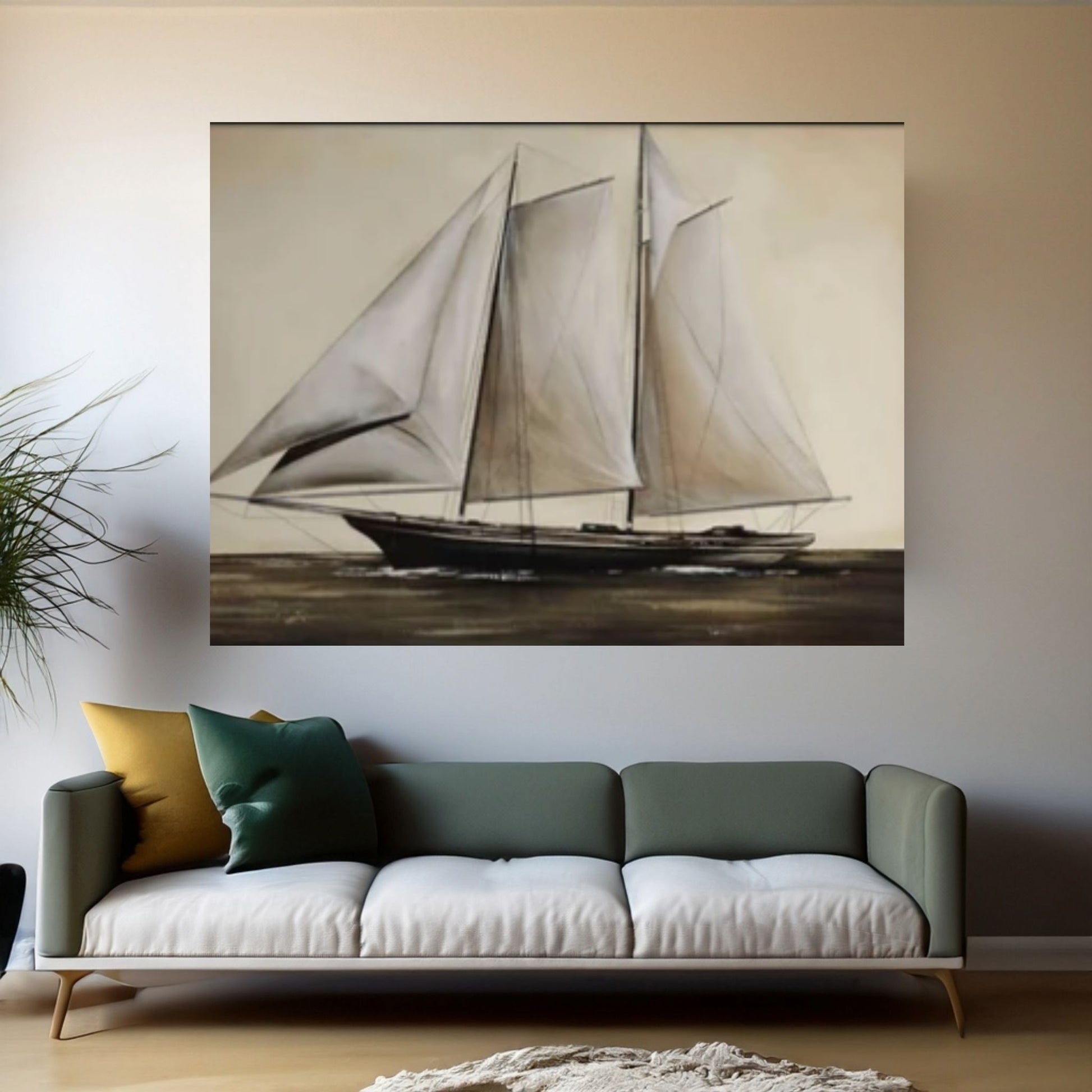 Seascape Wall Art Decor, Ship Ocean Painting, Ship Oil Painting, Ocean Decor, Sailing Ship Canvas Art - Y Canvas