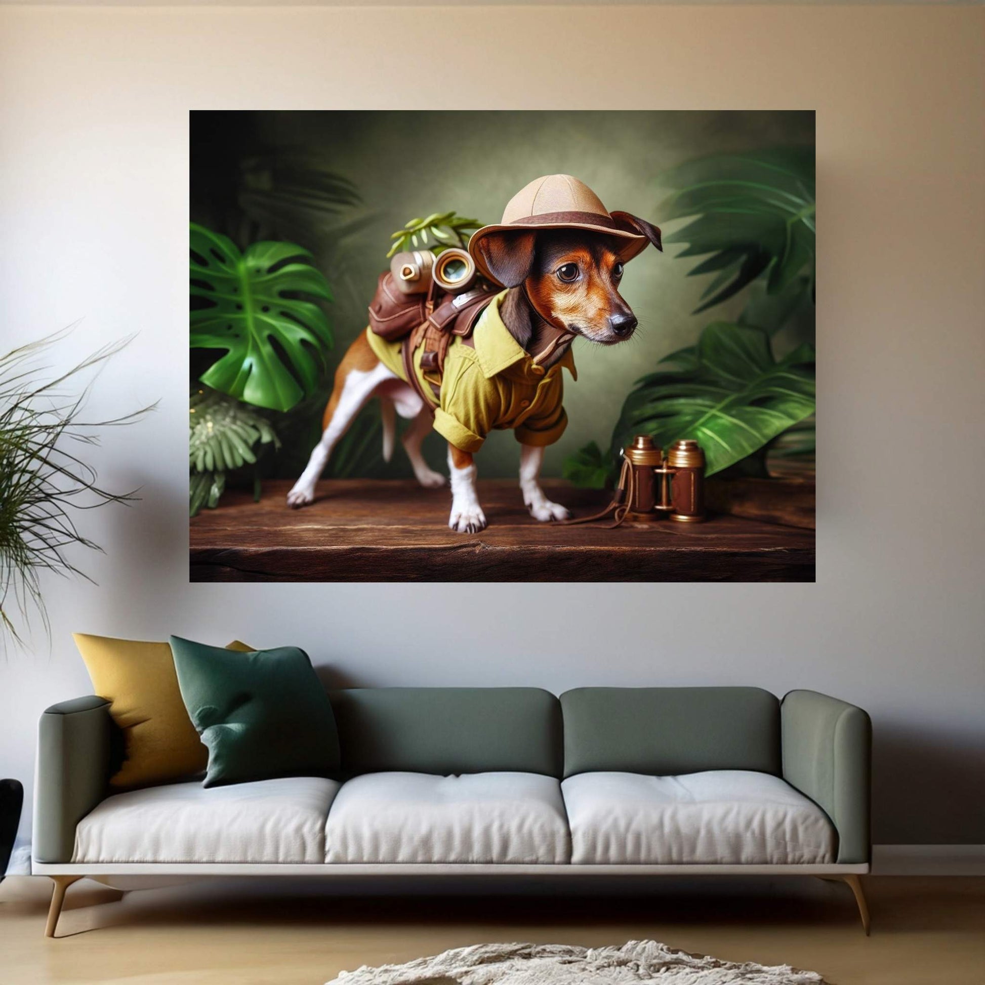 Adventurous Little Dog, Dog in the Forest Canvas Wall Art - Y Canvas