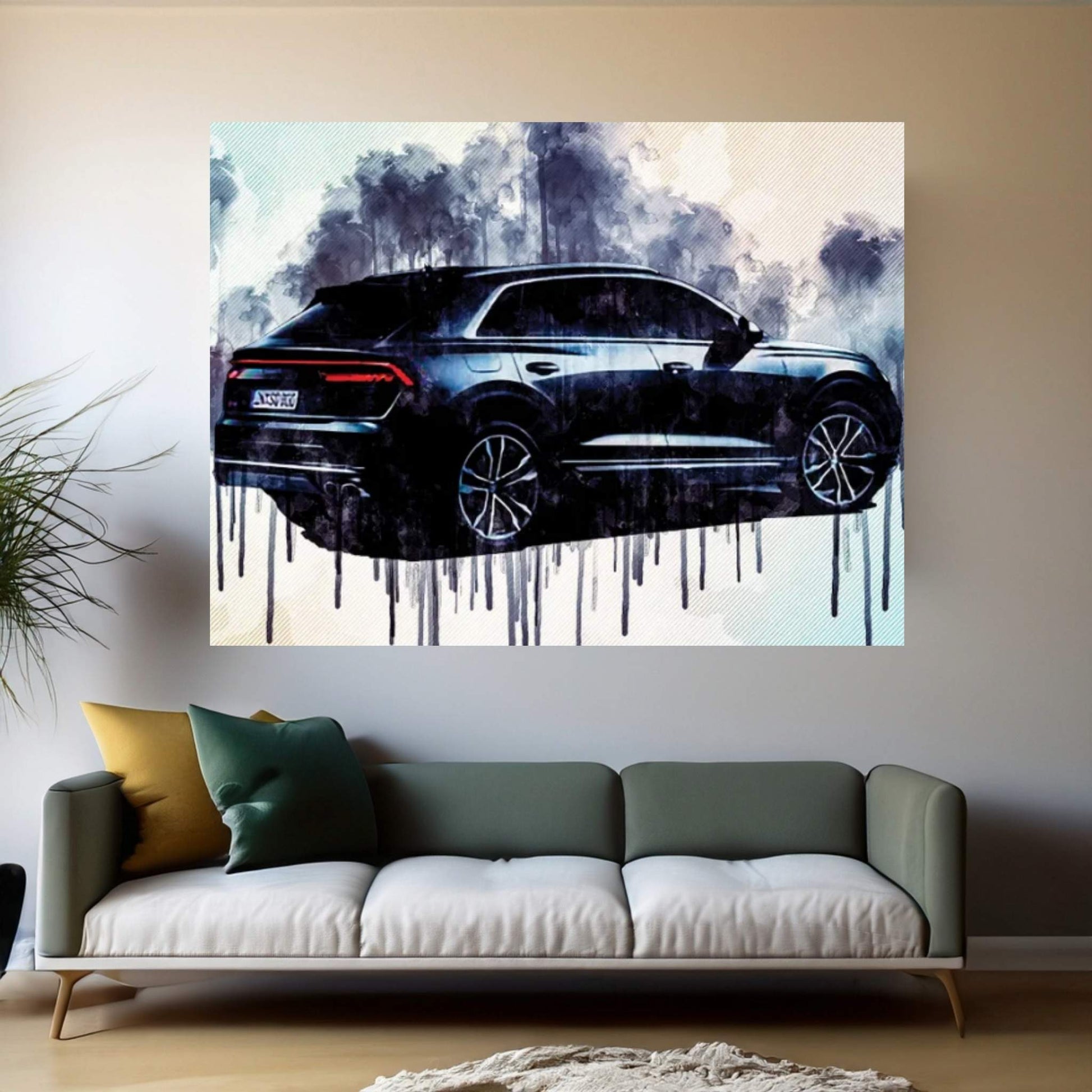 2020 Audi Sq8 Rear View Exterior Gray Suv Canvas Wall Art - Y Canvas