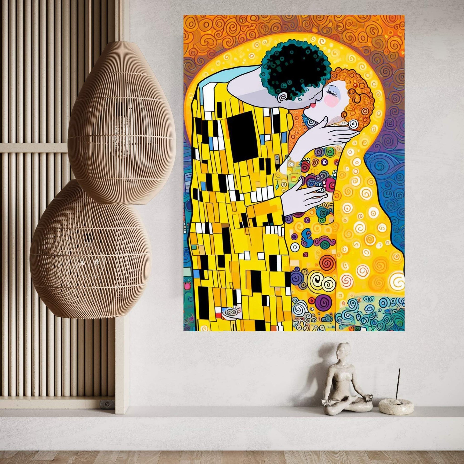 Gustav Klimt The Kiss Reproduction Canvas Wall Art - Y Canvas