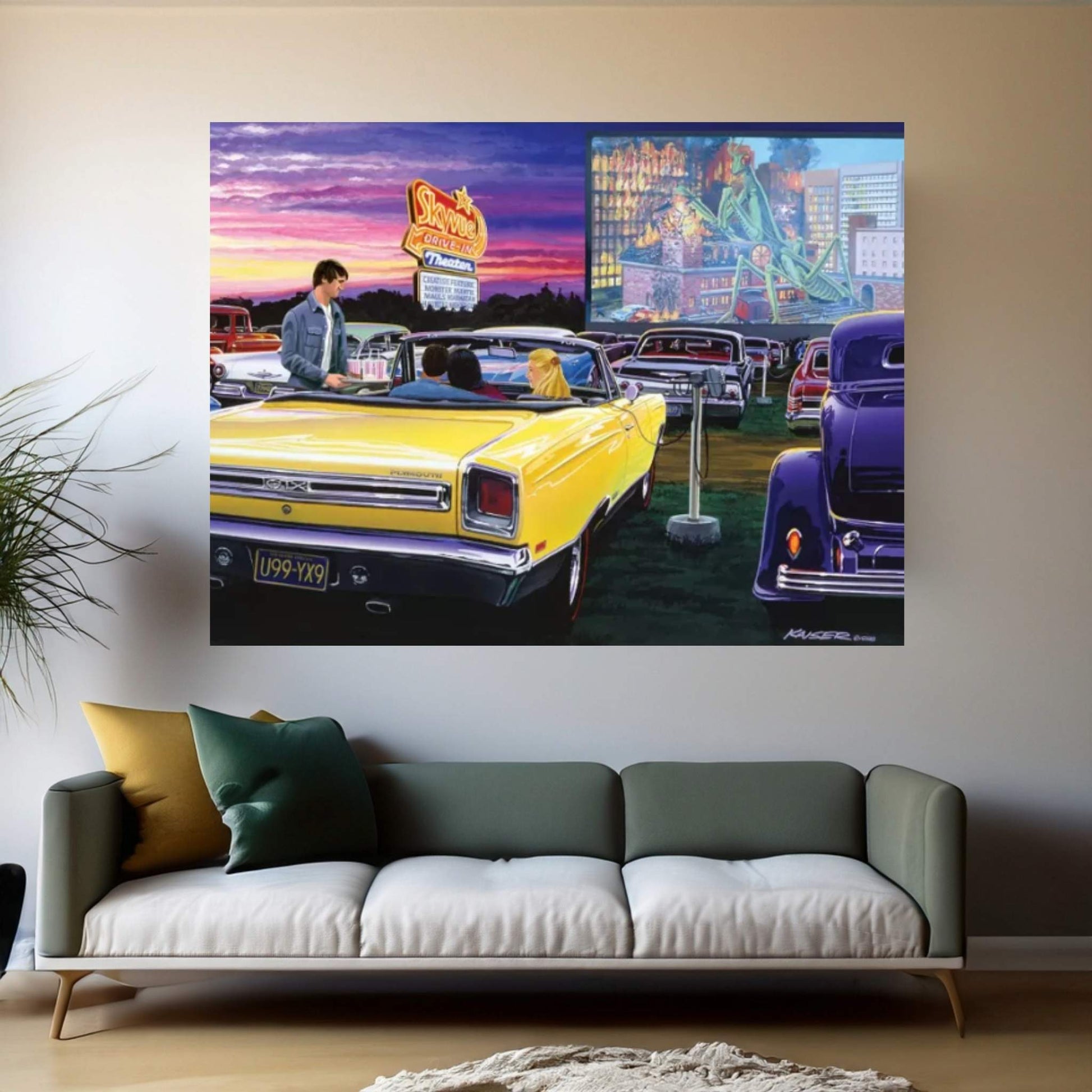 Sky View Drive-In Canvas Wall Art - Y Canvas