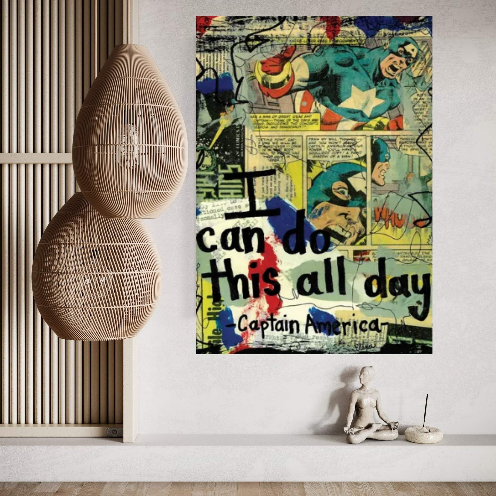 All Day Captain America Canvas Wall Art - Y Canvas