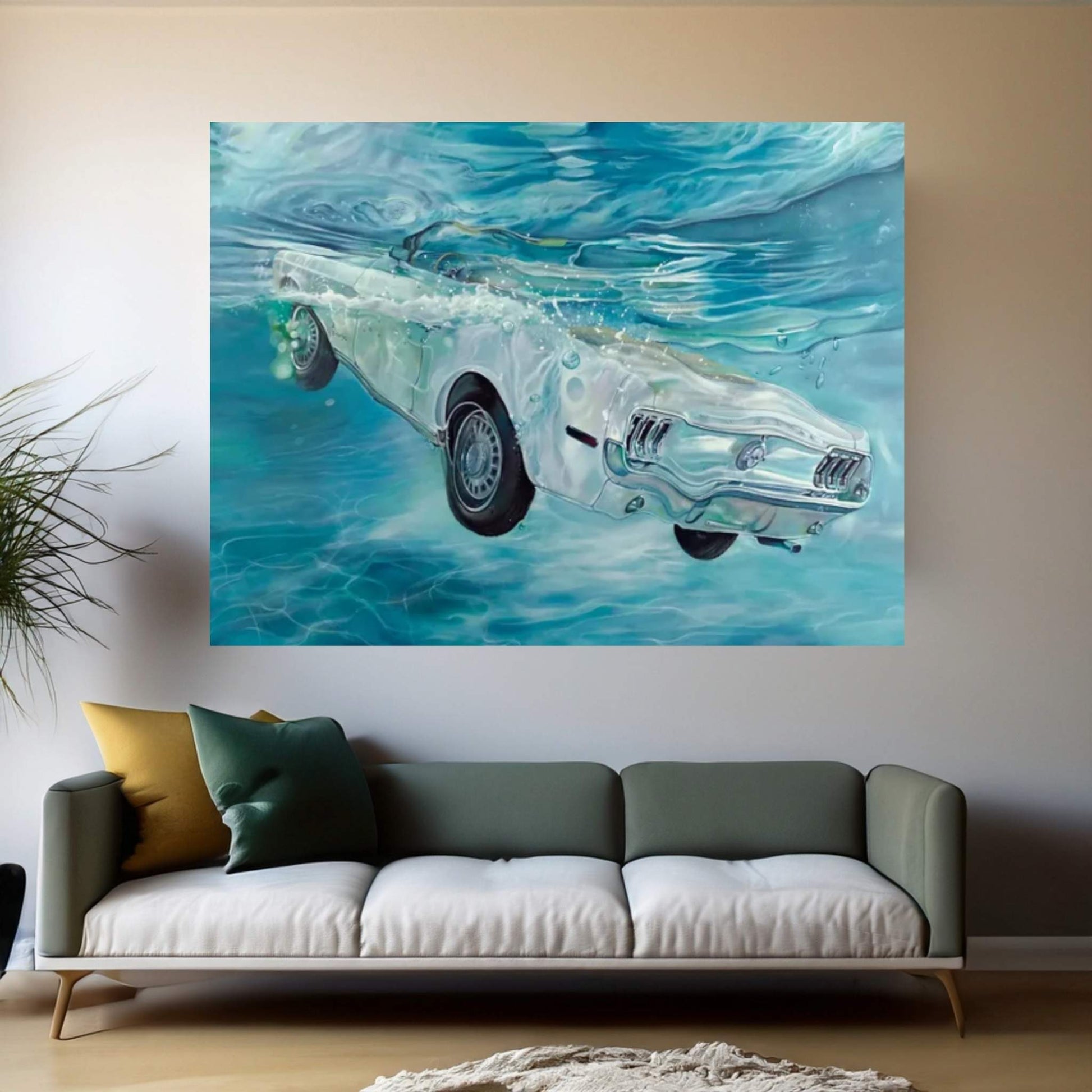 White Mustang Canvas Wall Art - Y Canvas