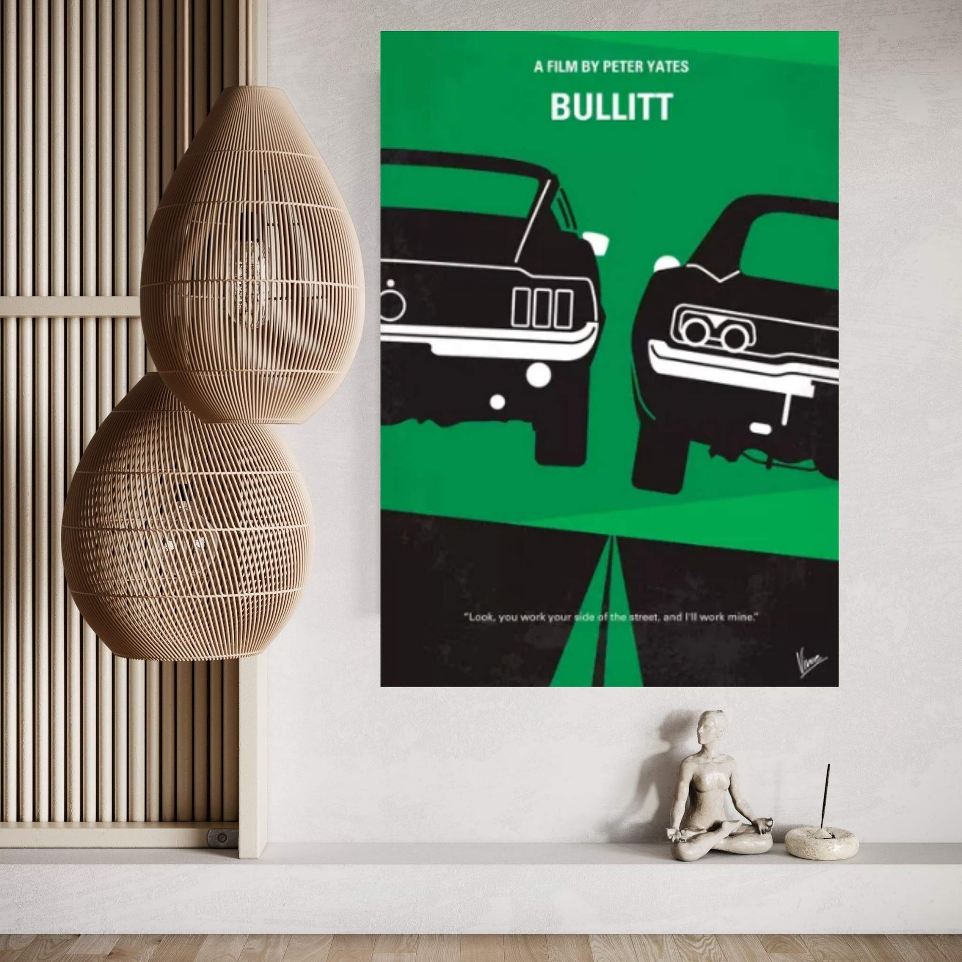 Bullitt Minimal Movie Poster Canvas Wall Art - Y Canvas