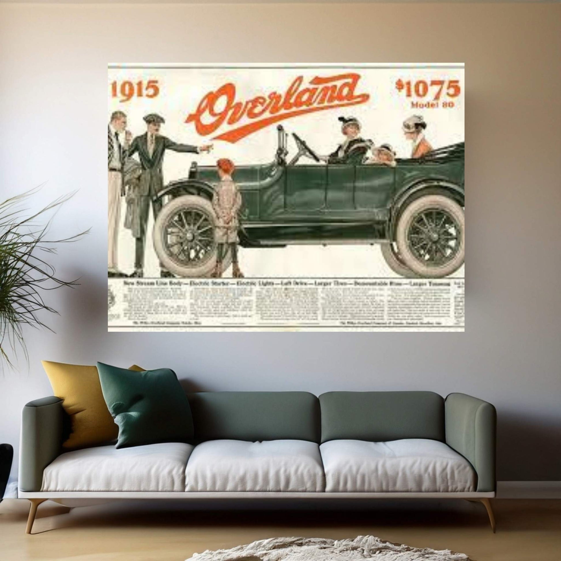 1910s Willys-Overland Magazine Advert Canvas Wall Art - Y Canvas