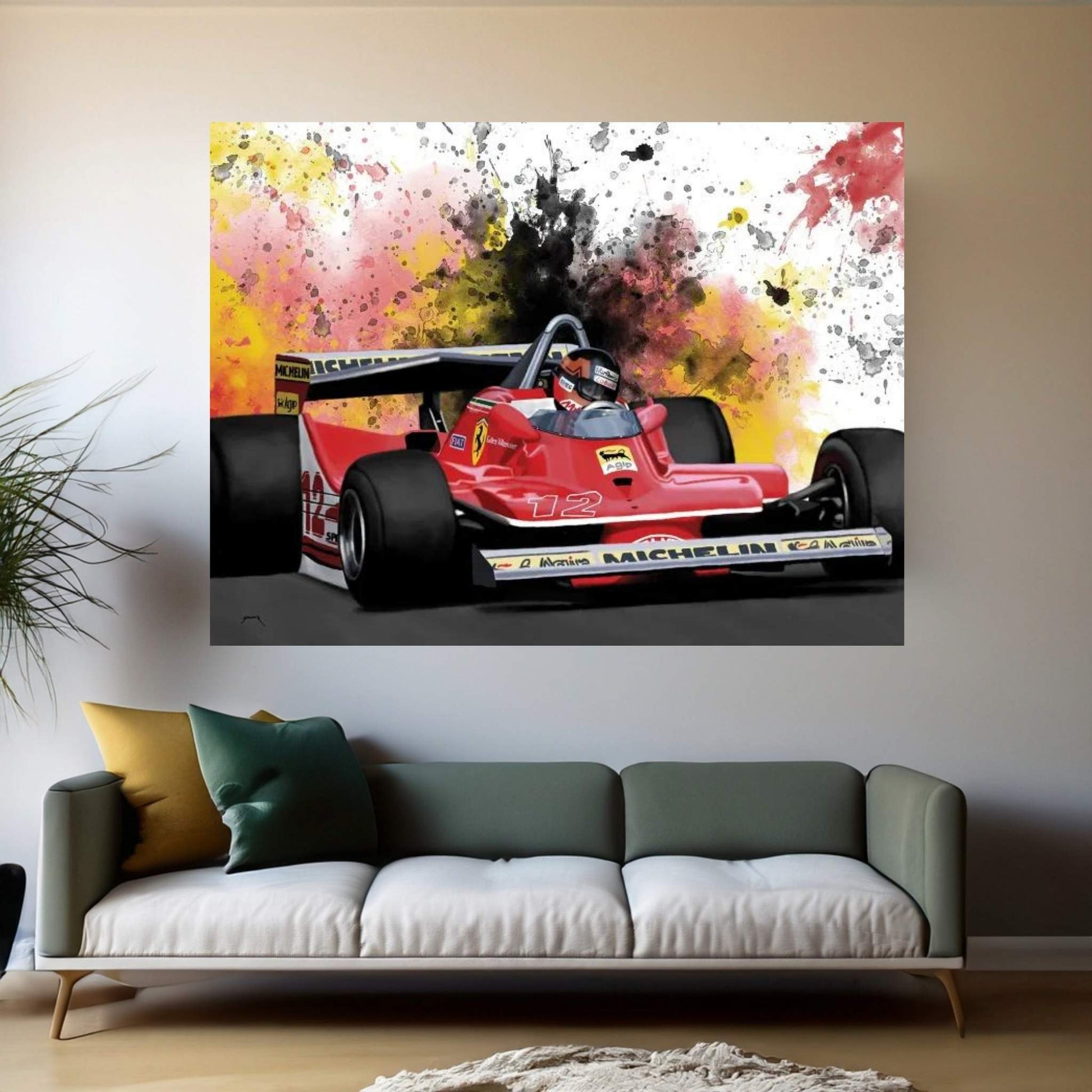 1979 Gilles Villeneuve Racing Car Canvas Wall Art - Y Canvas