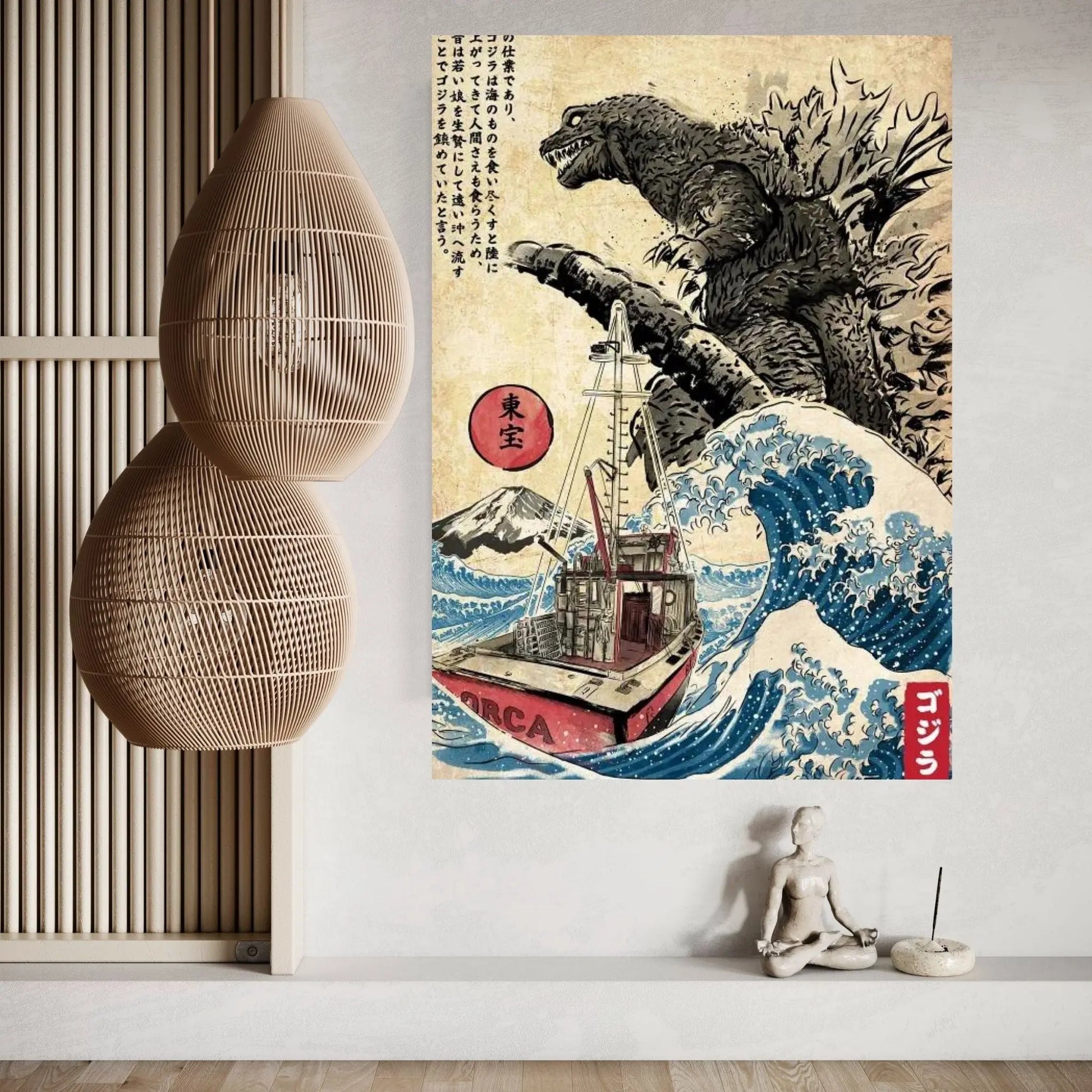 Orca In Japan Woodblock Canvas Wall Art - Y Canvas