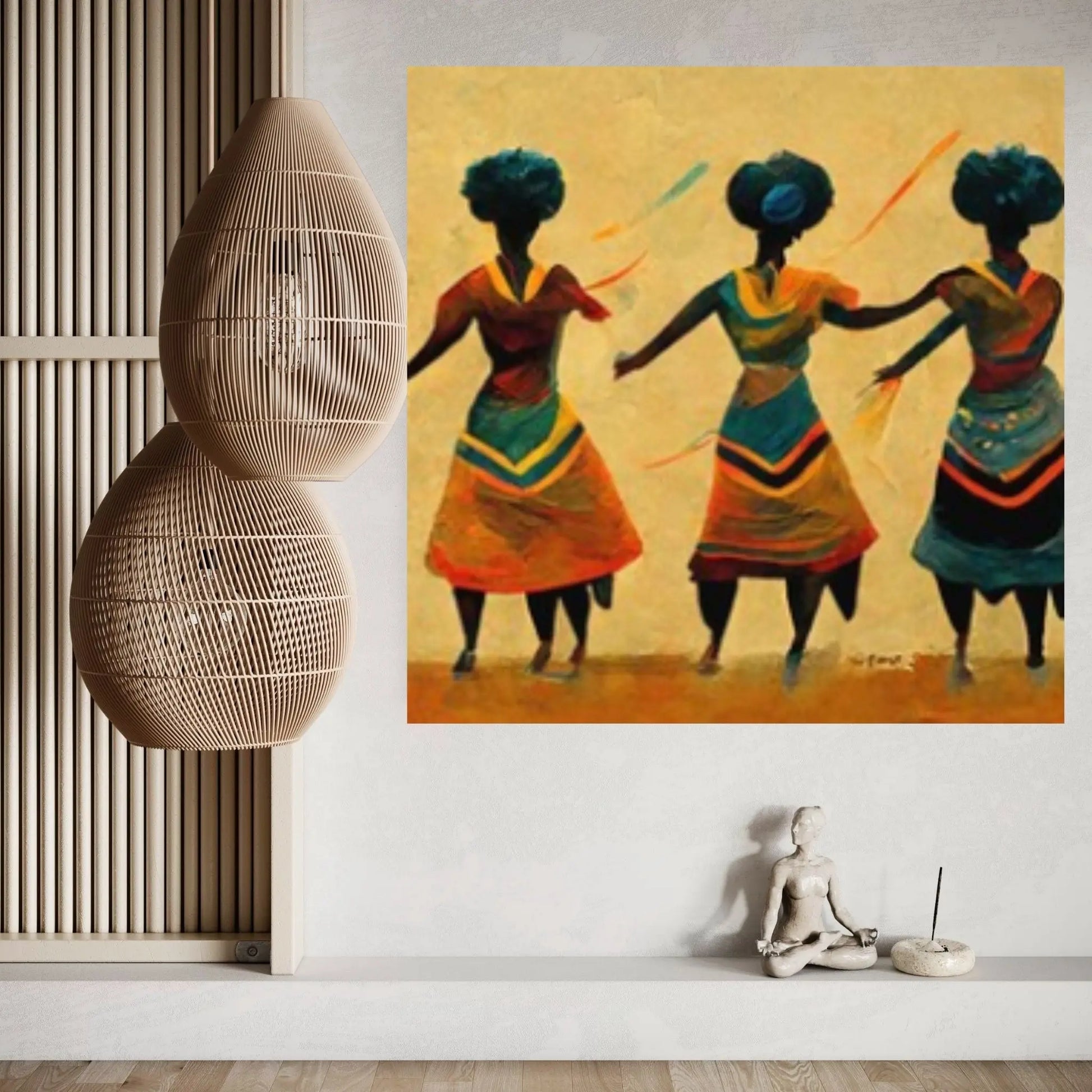 African Women Dancing, Woman Silhouette, African Woman Canvas Wall Art, Wall Art Canvas, Woman Painting - Y Canvas