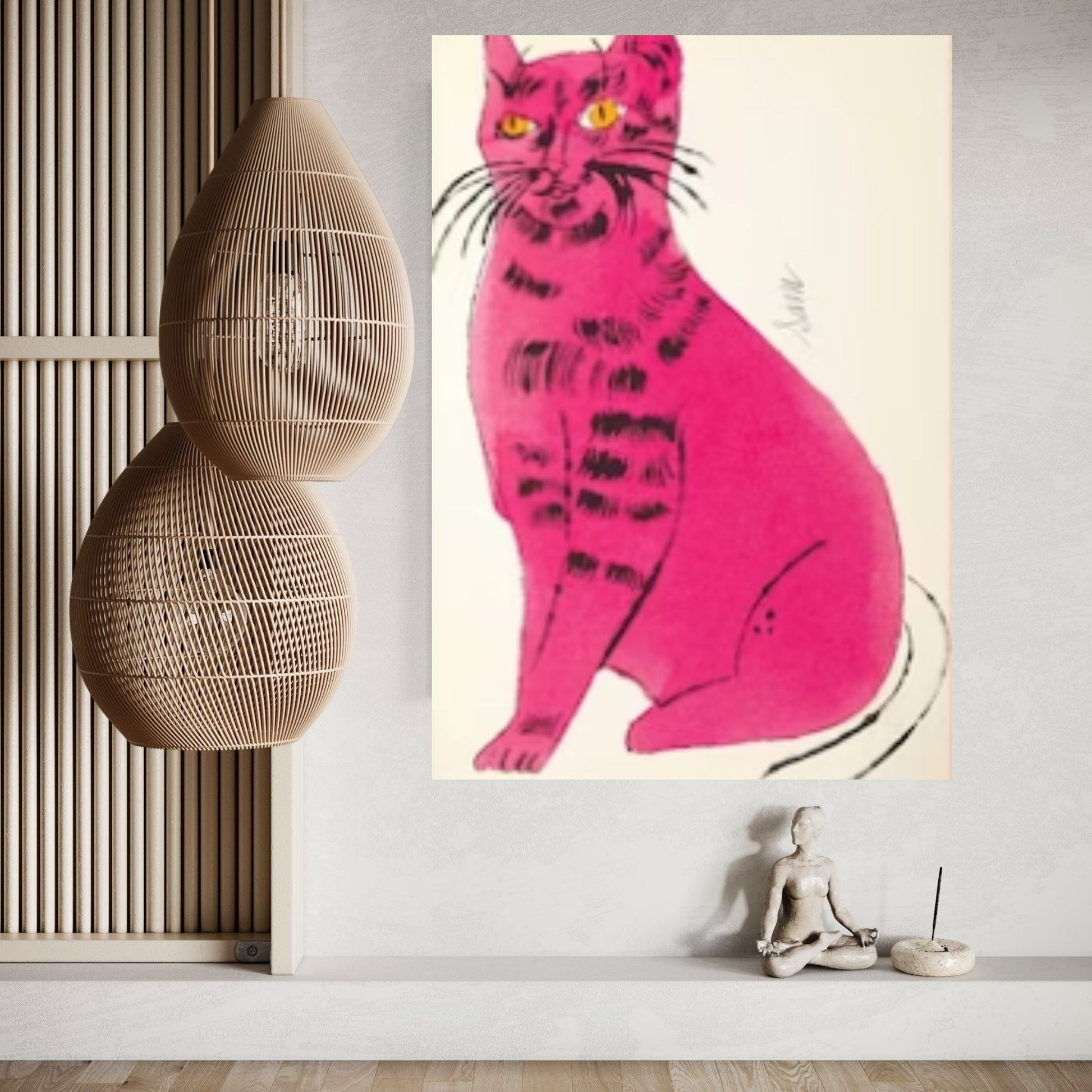 Andy Warhol Pink Cat Pop Art Canvas Wall Art, Cat Sam poster, Cat Print, Contemporary Art Print - Y Canvas