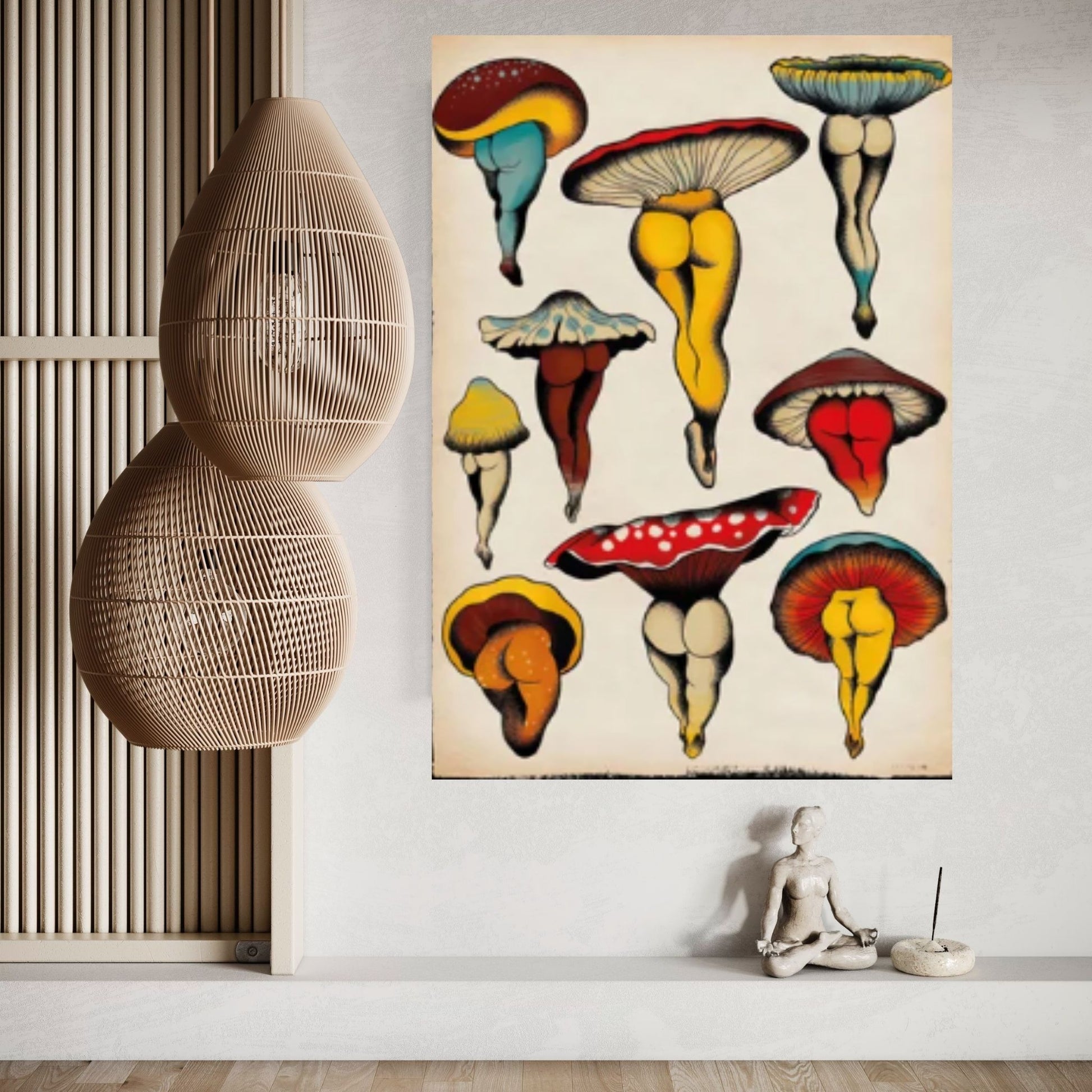 Mushroom Aesthetic Room Decor, Home Abstract Canvas Retro Picture - Y Canvas