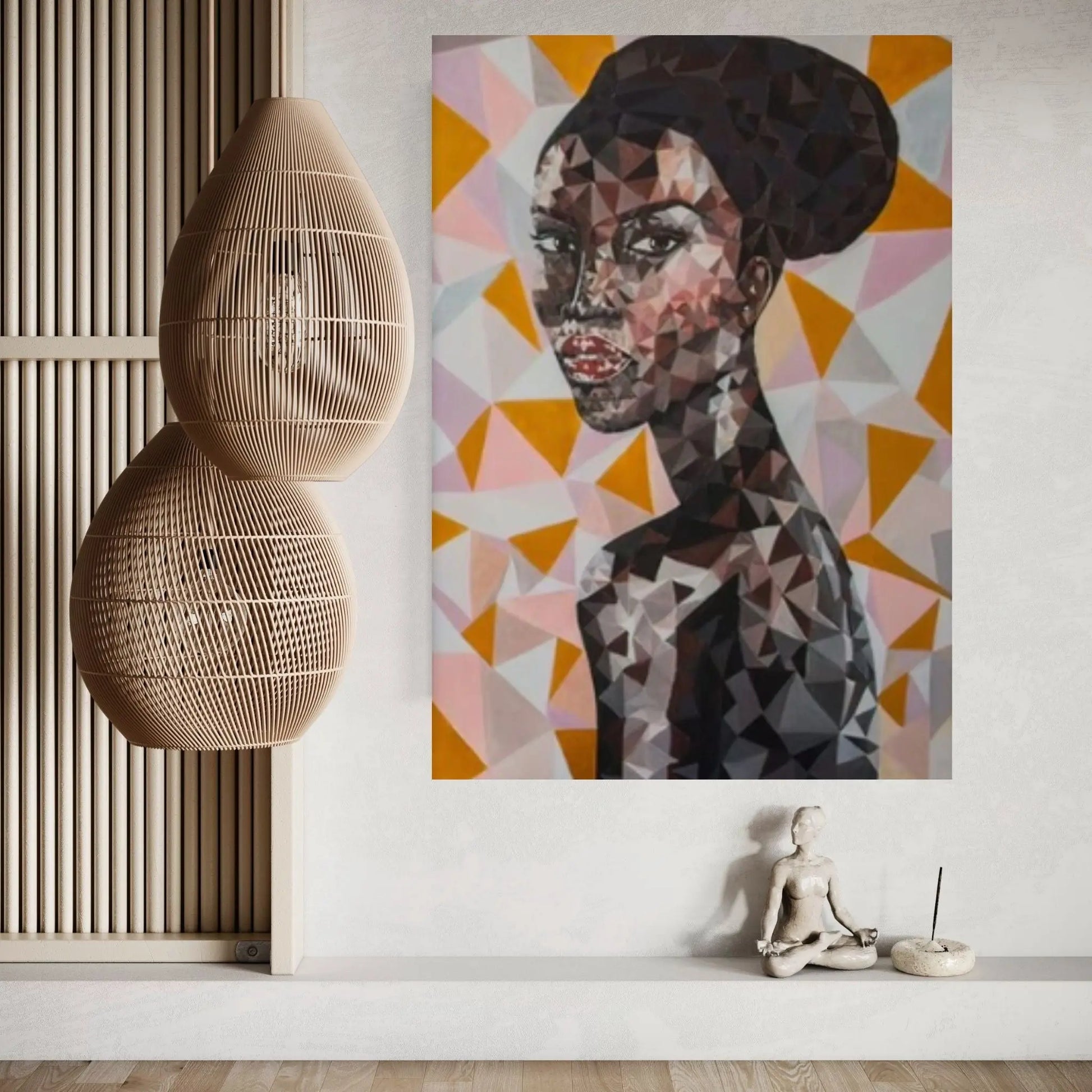 African Black Woman Portrait, Afro Art, African Woman Makeup Wall Art - Y Canvas