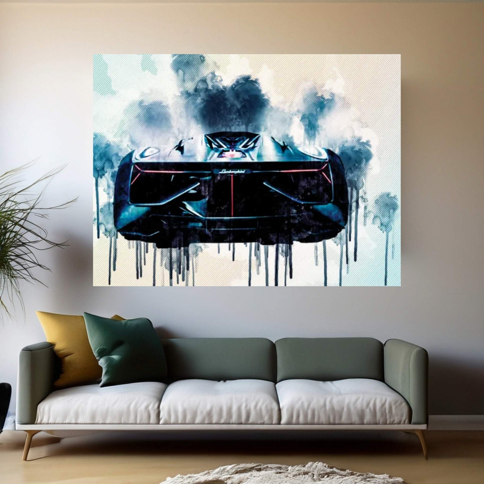 Lamborghini Terzo Millennio 2017 Rear View Supercar Garage Presentation Hypercar Canvas Wall Art - Y Canvas