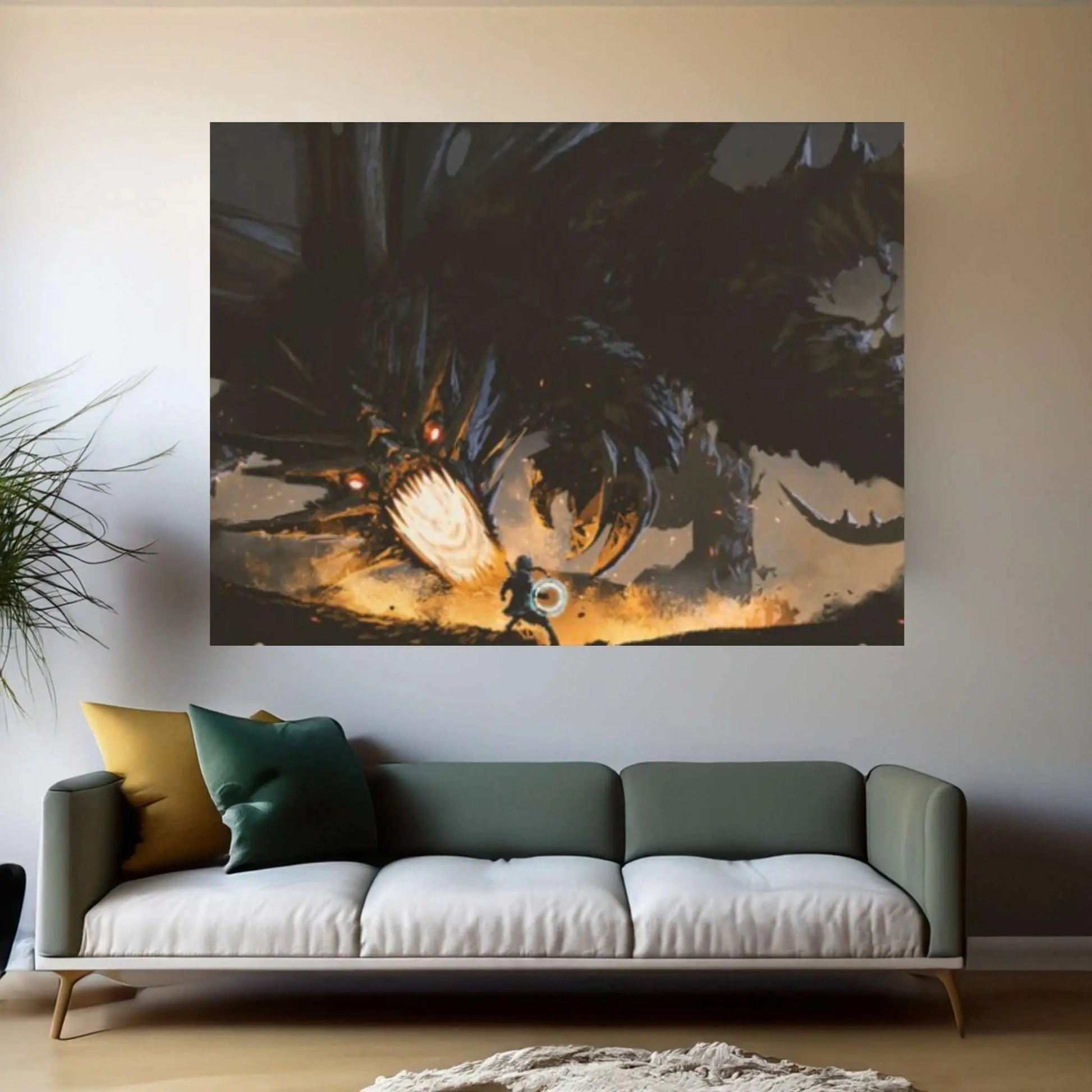 Dragon Warrior Print Canvas Wall Art Poster - Y Canvas