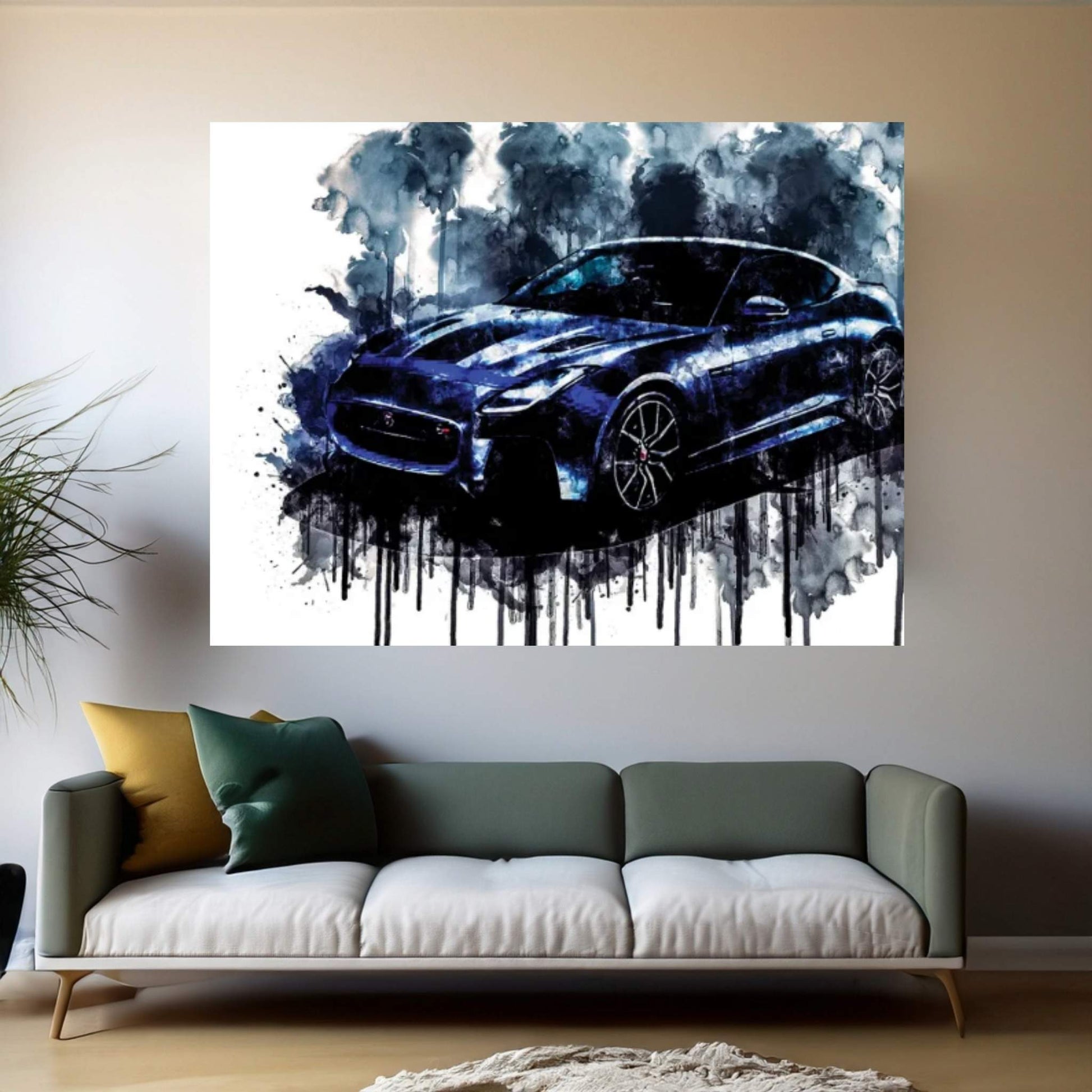 Car 2018 Jaguar F Type SVR Graphic Pack Coupe Canvas Wall Art - Y Canvas