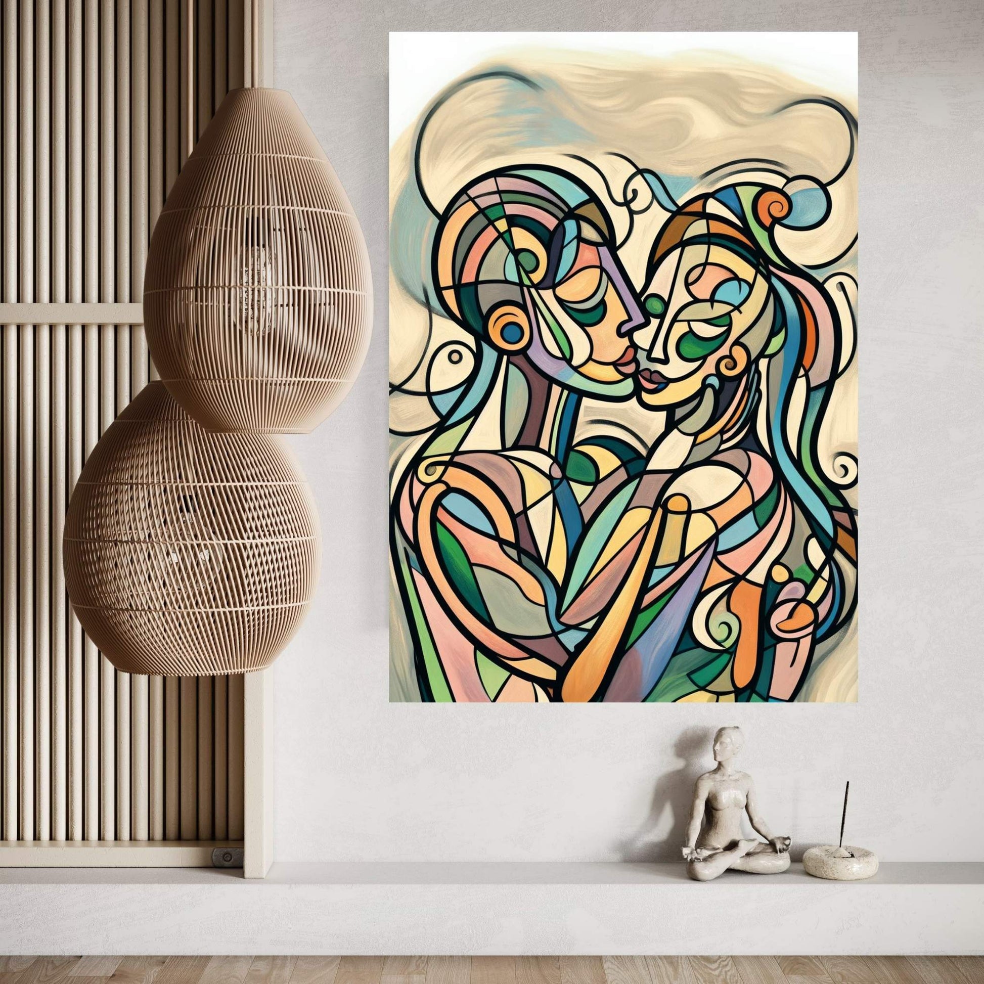 Love Couple Picasso Style Canvas Wall Art - Y Canvas